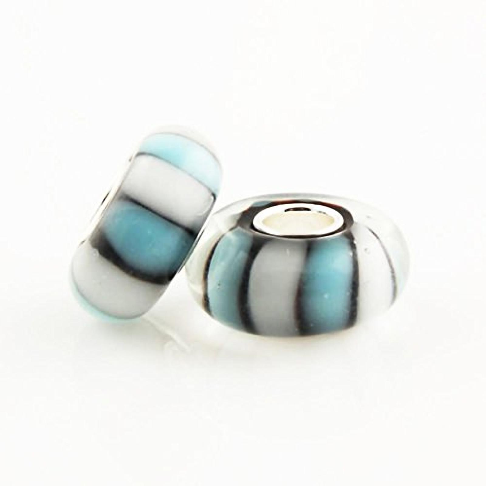 TAOTAOHAS Damen - European Armband Charms Beads, Sterling-Silber 925 mit hellblau rosa Murano glas perlen, Schach-Platten 