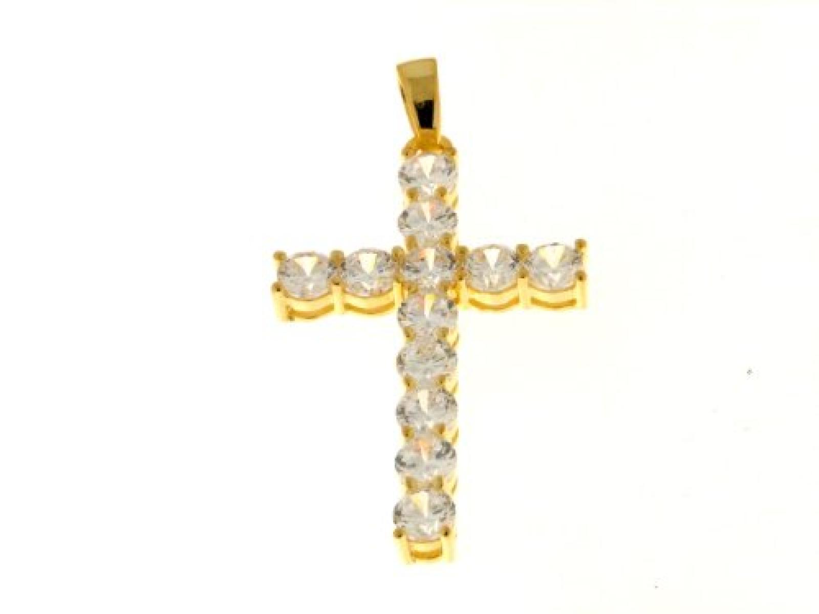 Kettenworld Damen-Anhänger Kreuz vergoldet 288285 Kettenworld Damen-Anhänger Kreuz vergoldet 288285