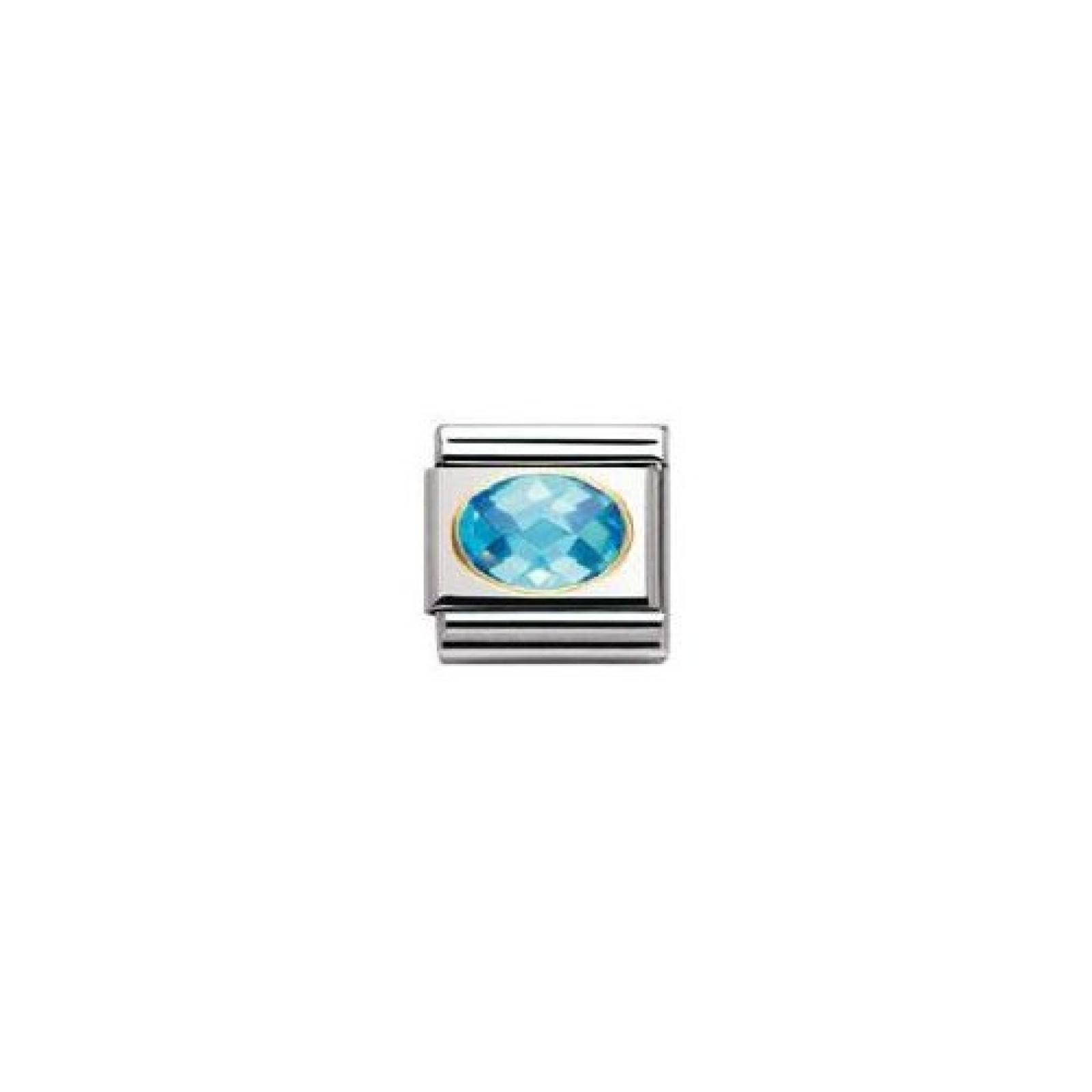 Nomination Comp. Classic CUBIC ZIRCONIA FACETTIERT Edelstahl, 18K-Gold (HIMMELBLAU) 030601 