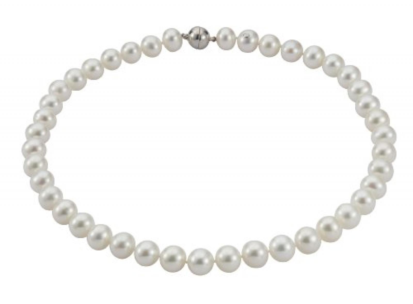 Adriana Damen-Kette S&uuml;&szlig;wasser Zuchtperlen mit Magnetverschluss 925 Sterling Silber SWZP wei&szlig; Premium PR5-4 
