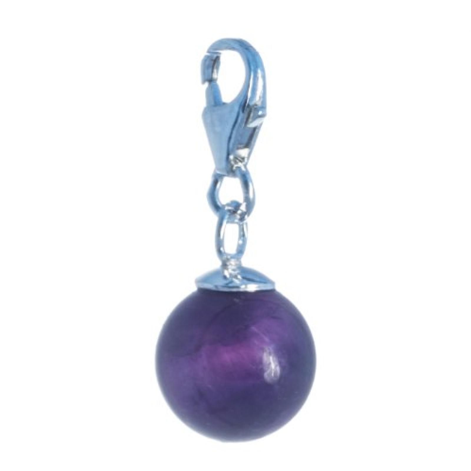 Bella Carina Damen Charm Anhänger mit Amethyst Kugel 8 mm, 925 Sterling Silber Bella Carina Damen Charm Anhänger mit Amethyst Kugel 8 mm, 925 Sterling Silber