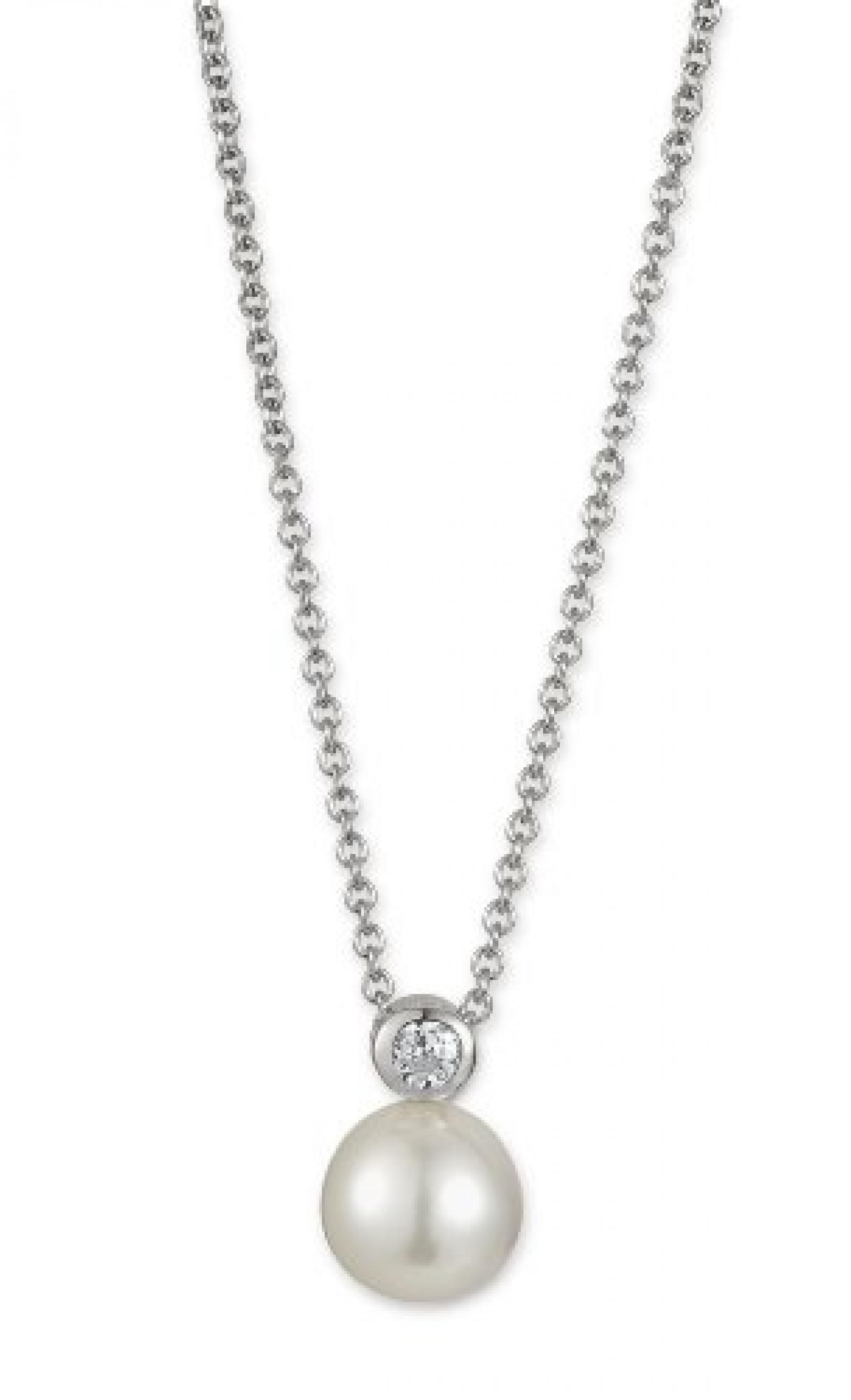 Adriana Damen Halskette 925 Sterling Silber rhodiniert Perlmutt Zirkonia Romantica 45.0 cm wei&szlig; B8 