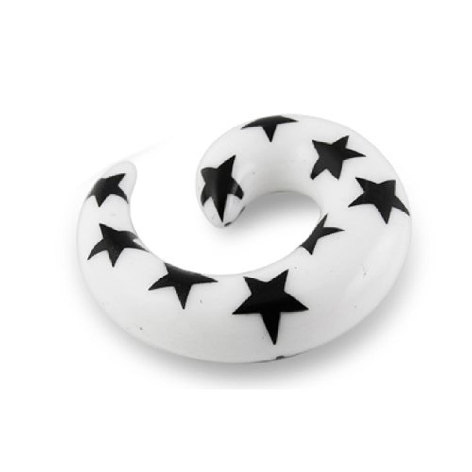 Thuppaki UV-Milch weiße Spirale Ohr Plug mit Multi schwarz Stern Thuppaki UV-Milch weiße Spirale Ohr Plug mit Multi schwarz Stern