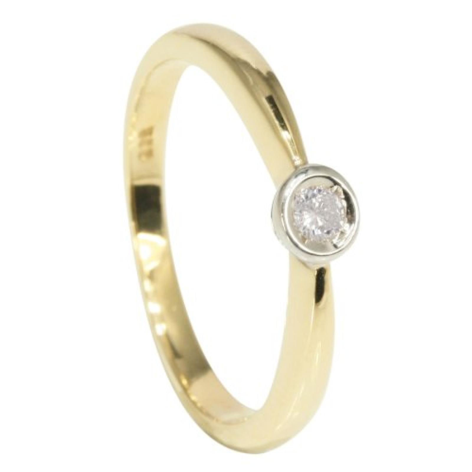 Bella Donna Damen-Ring 585 Gelbgold teilrhodiniert 1 Brillant 0.05 Carat 