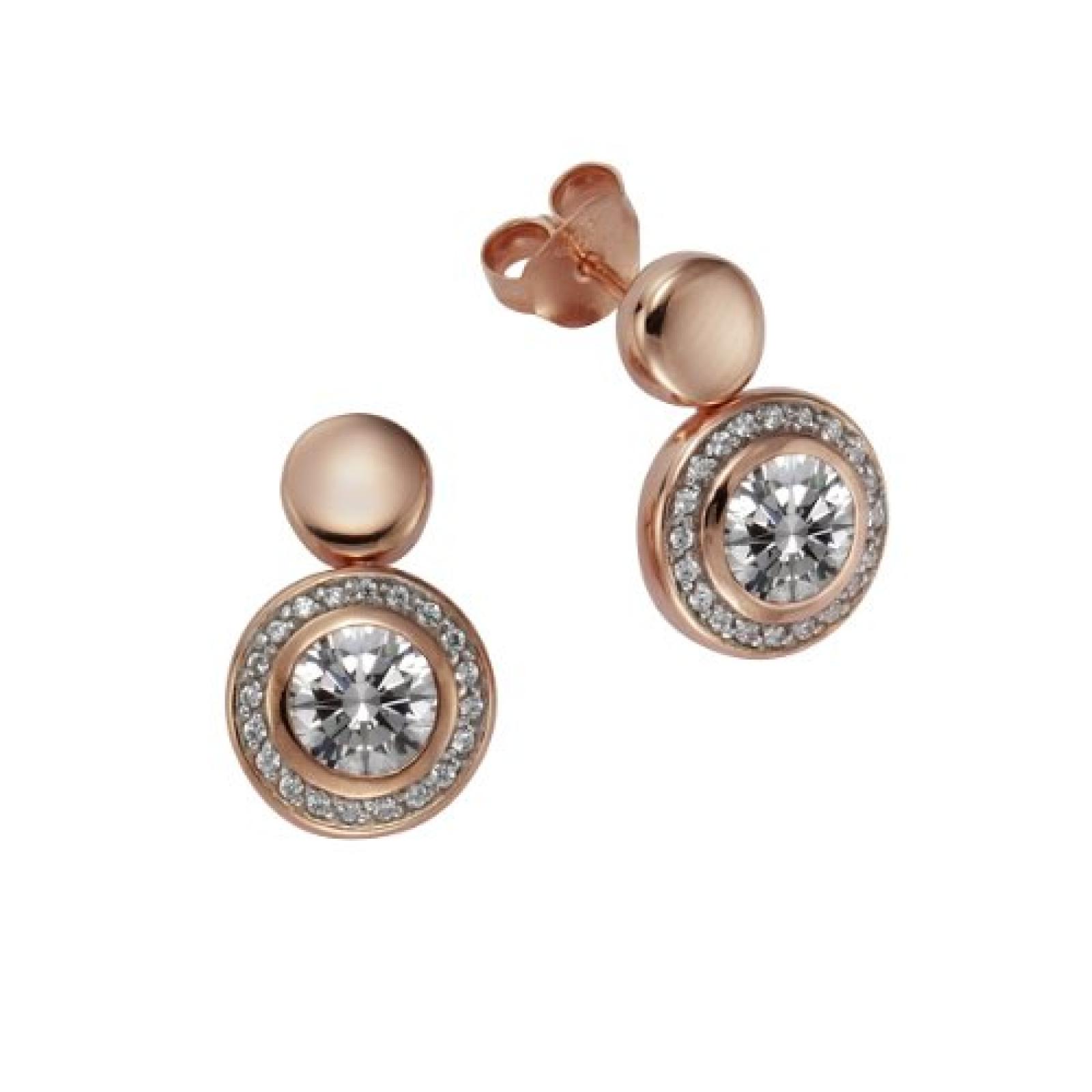 Celesta Damen-Ohrstecker 925 Sterling Silber Zirkonia Celesta Silver wei&szlig; rotvergoldet 273220547RV 