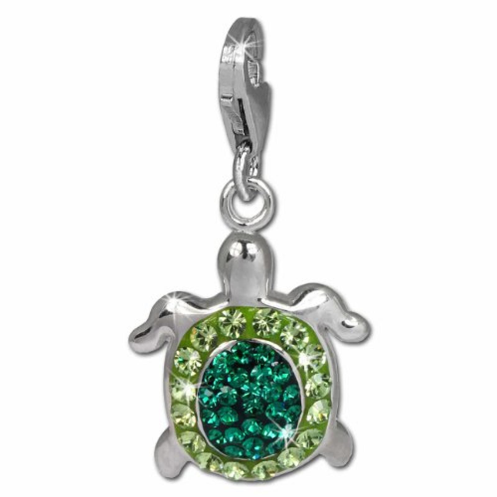 SilberDream Glitzer Charm Schildkr&ouml;te gr&uuml;n Zirkonia Kristalle Anh&auml;nger 925 Silber f&uuml;r Bettelarmb&auml;nder Kette Ohrring GSC536G 