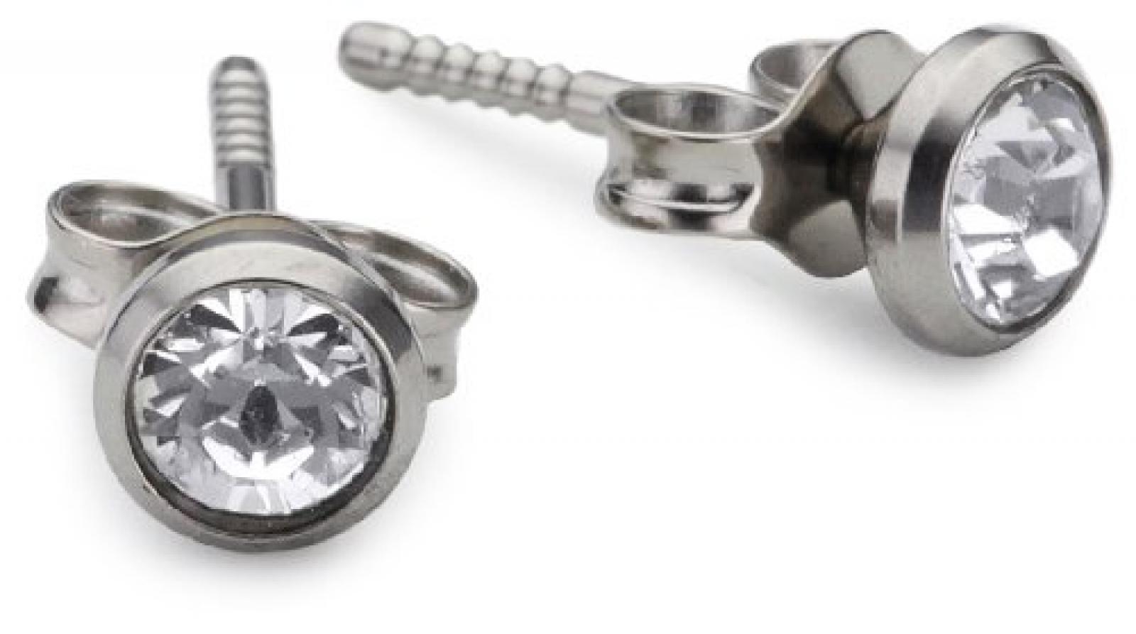 Pure Grey Damen-Ohrstecker Titan 2 Swarovski-Kristalle farblos 4 mm 11686 