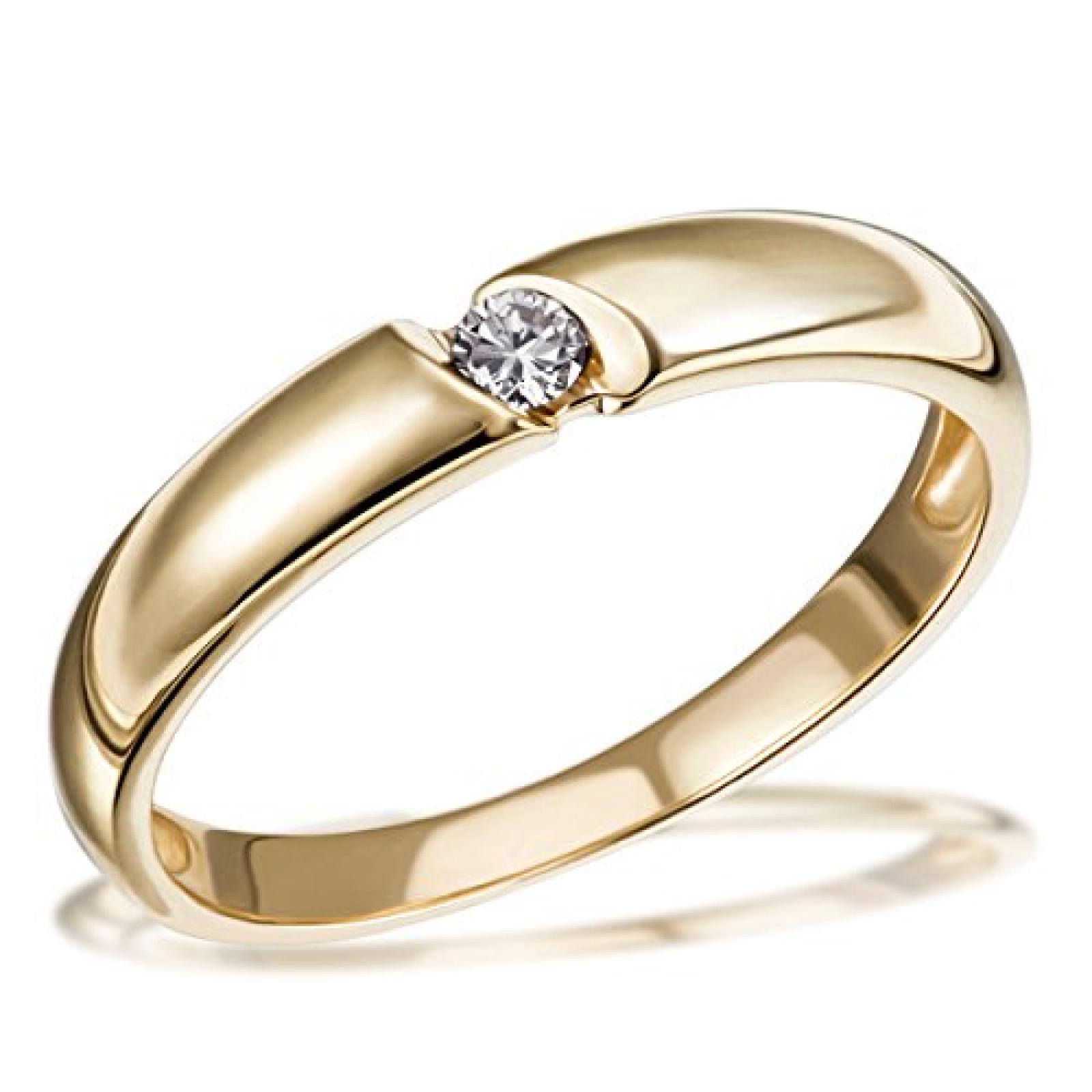 Goldmaid Damen-Ring Solitär Verlobungsring 585 Gelbgold 1 Brillant 0,07 ct. So R730GG 