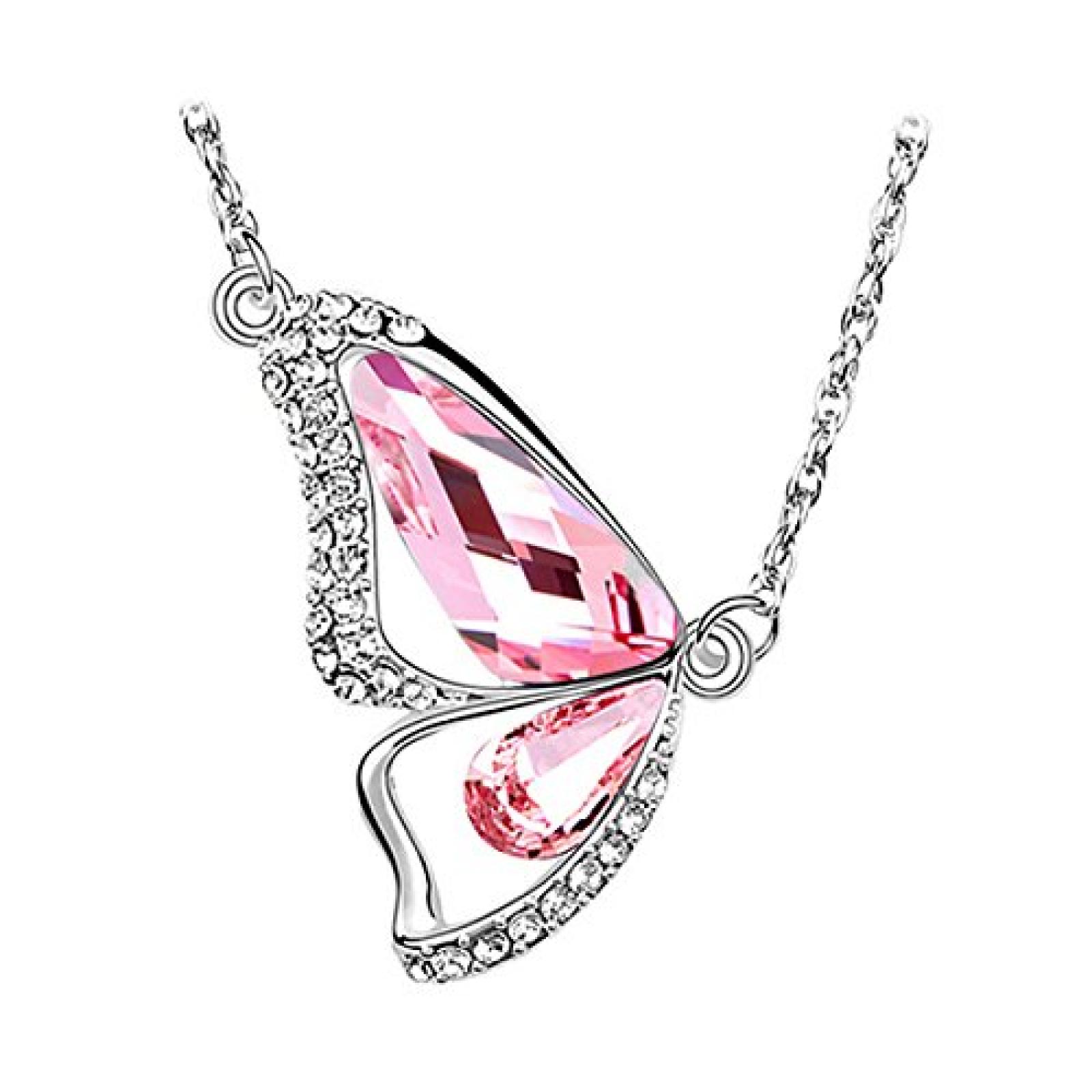 Le Premium&reg; Brechen Cocoon Schmetterling Halskette MADE WITH SWAROVSKI&reg; ELEMENTS Licht Rosa kristalle 