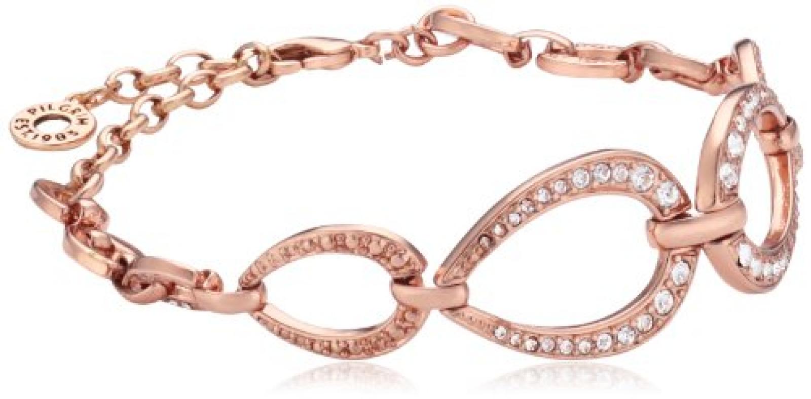 Pilgrim Jewelry Damen-Armband Messing aus der Serie pure relaxation ros&eacute;gold beschichtet,wei&szlig; 17.5 cm 141324022 