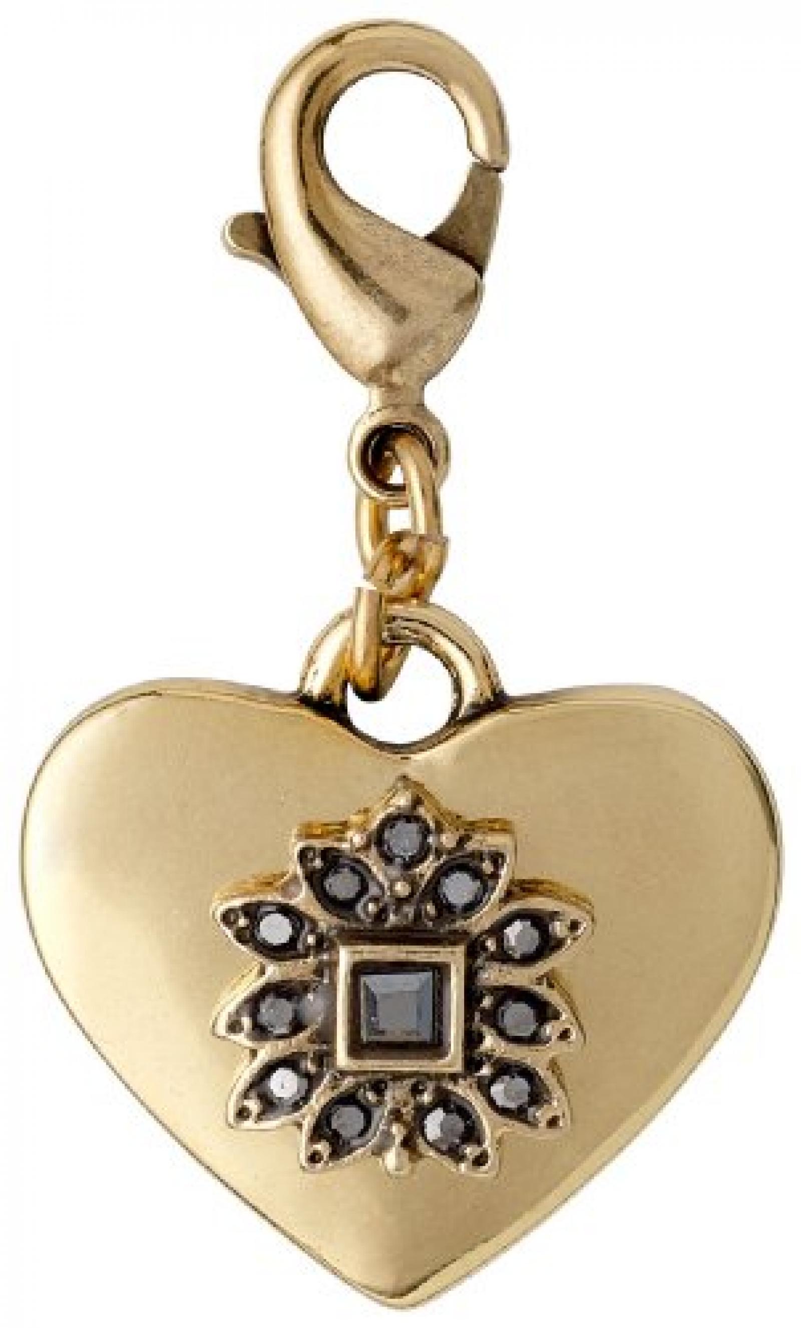 Pilgrim Jewelry Damen-Anhänger Messing Kristall Charms Vergoldet 3.3 cm grau 401342103 