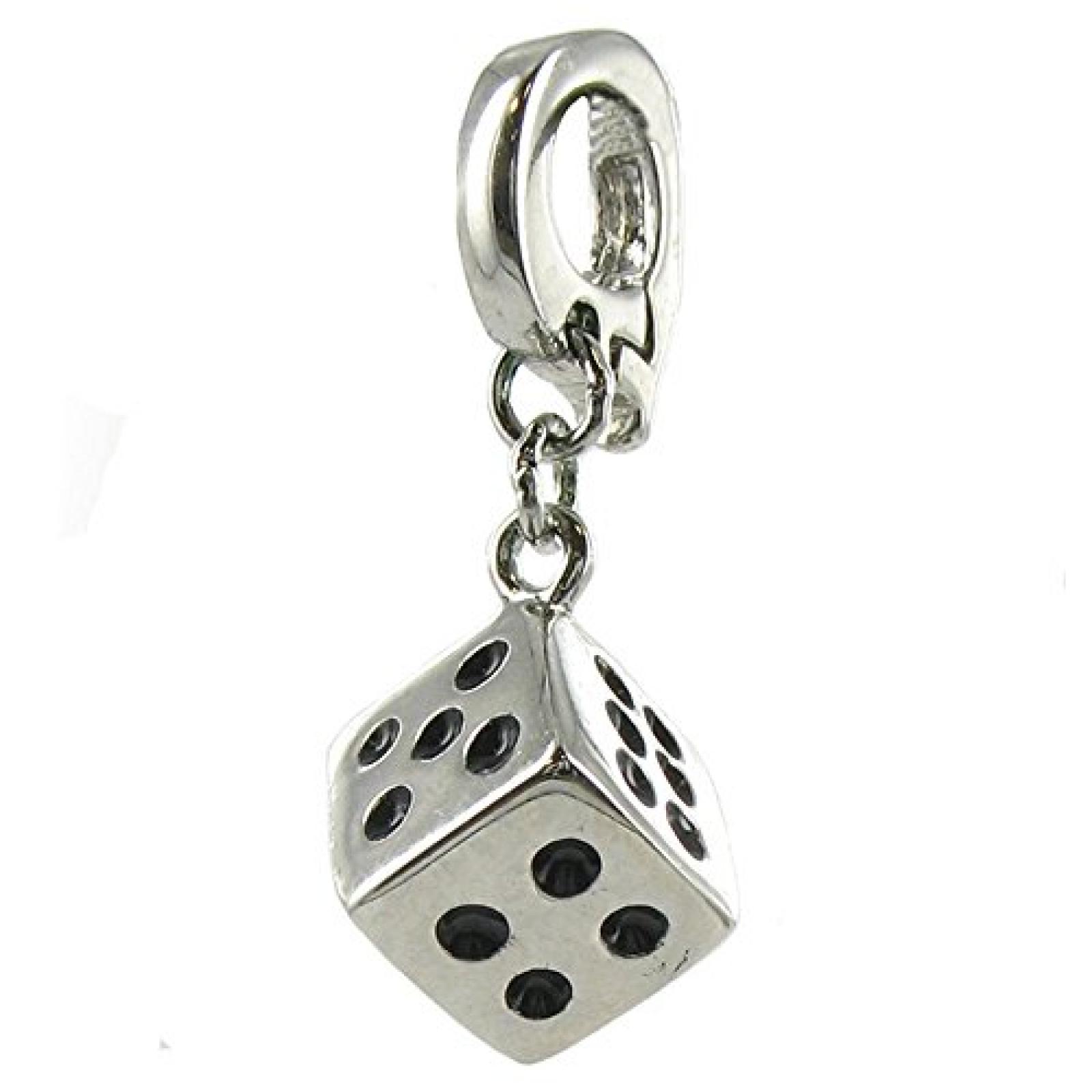 Quiges, Eligo Charms Silver Plated Dice für Viventy/Fossil 5mm Leather Armbands 