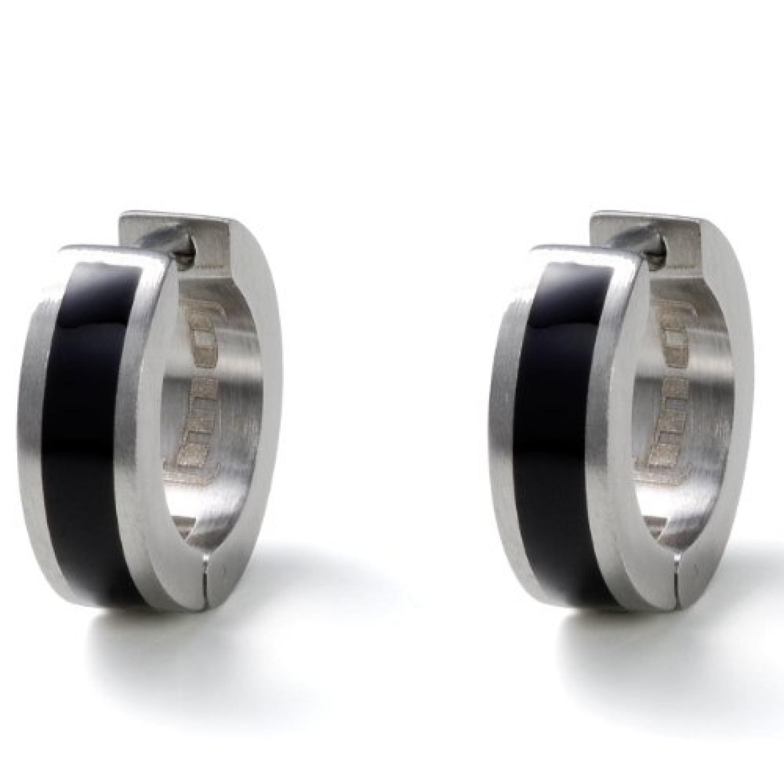 Monomania Damen-Creolen Edelstahl Edelharzeinlagen schwarz 12 mm 30171 