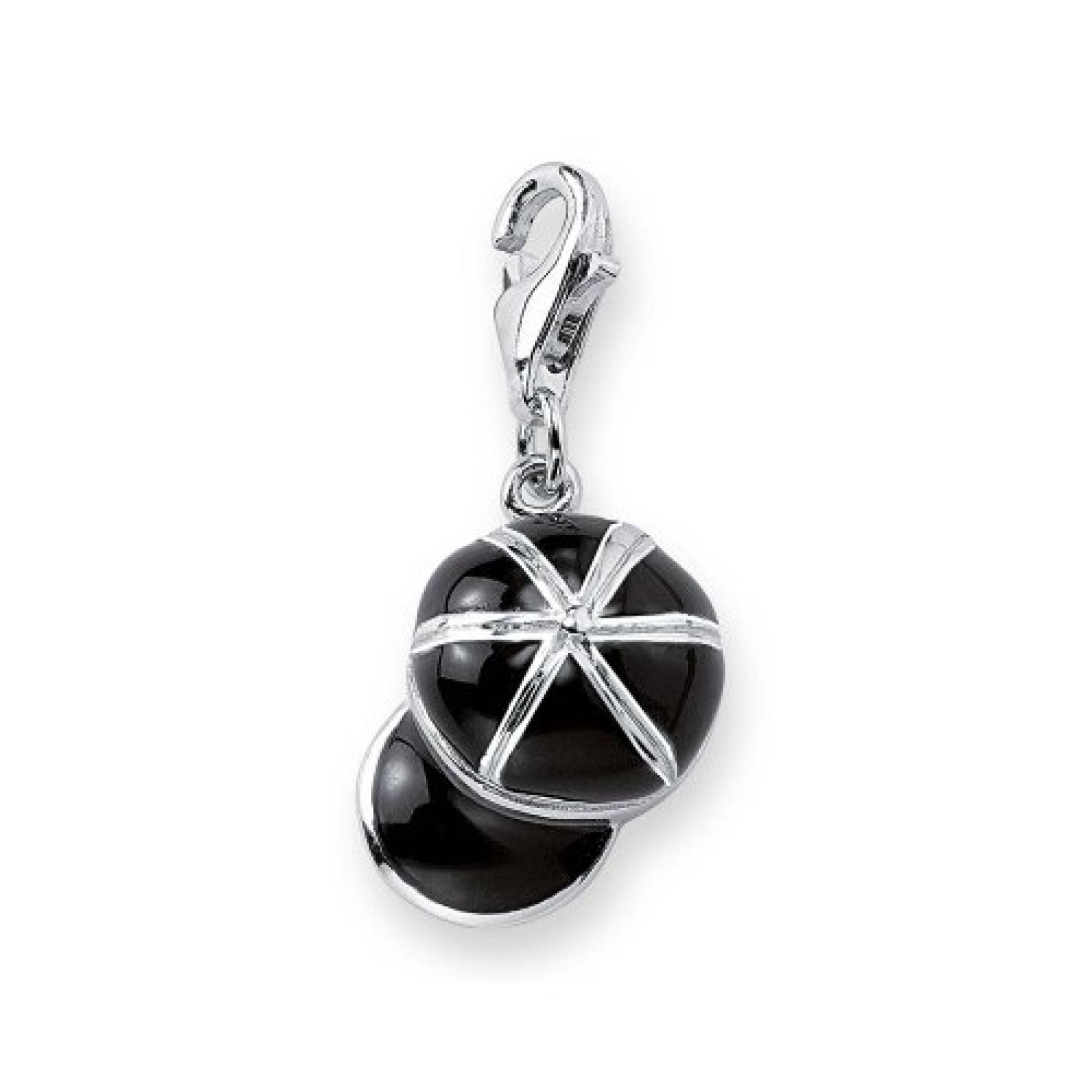 s.Oliver Charm Silber 925 Baseballm&uuml;tze schwarz gl&auml;nzend 323673 