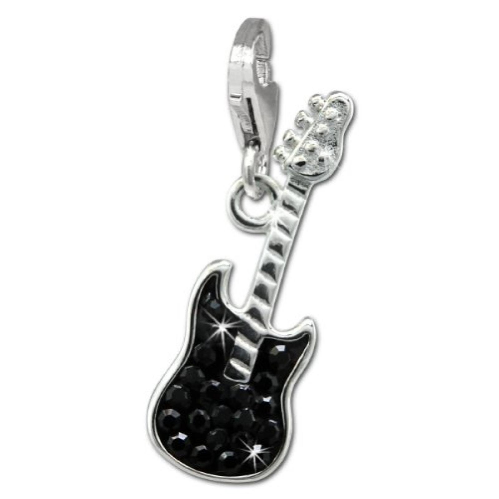 SilberDream Glitzer Charm E-Gitarre schwarz Zirkonia Kristalle Anhänger 925 Silber für Bettelarmbänder Kette Ohrring GSC552S SilberDream Glitzer Charm E-Gitarre schwarz Zirkonia Kristalle Anhänger 925 Silber für Bettelarmbänder Kette Ohrring GSC552S