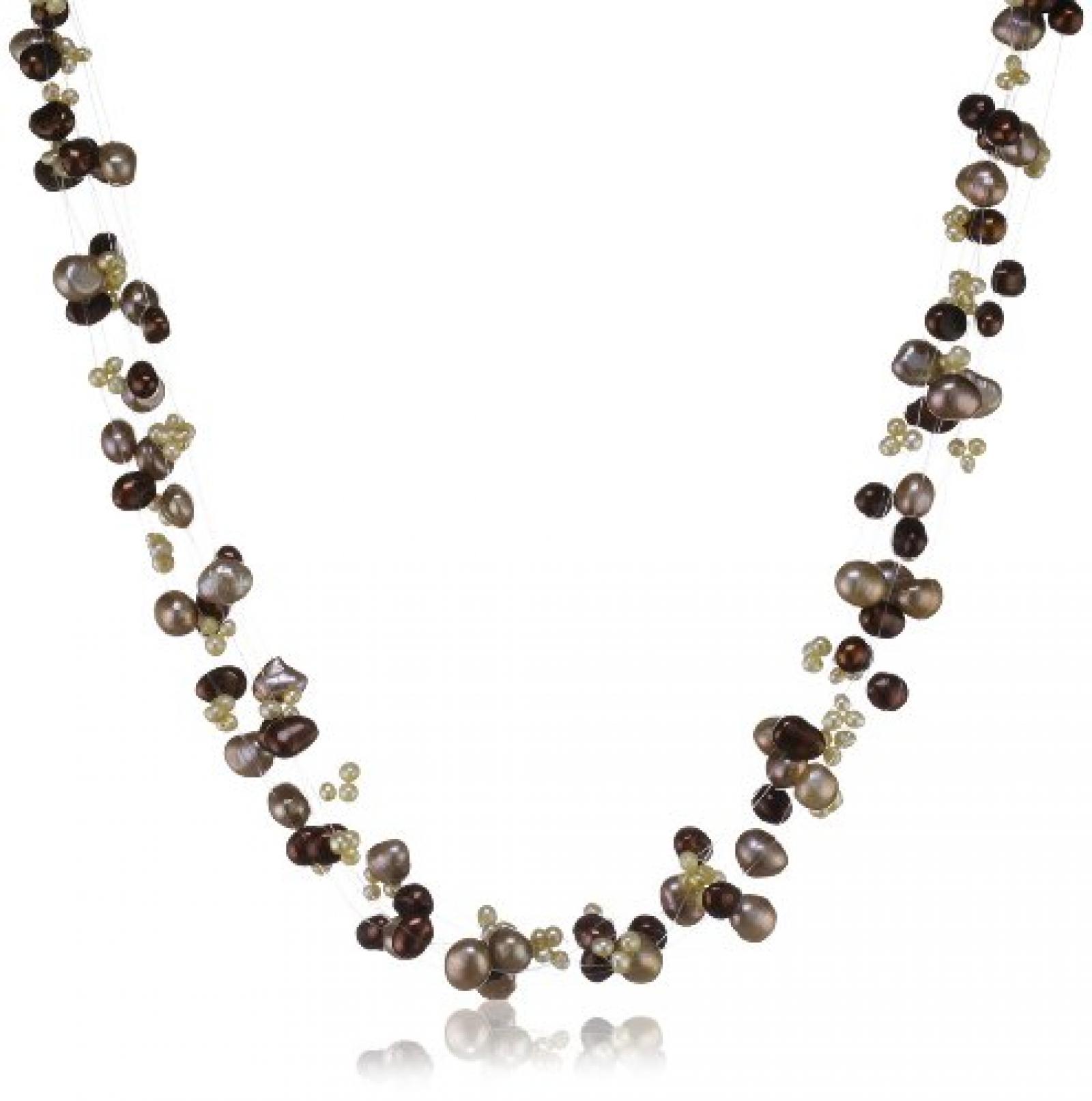 Valero Pearls Fashion Collection Damen-Halskette 925 Sterlingsilber Süßwasser-Zuchtperlen barockbraun hellbraun sand 43+5 cm 60200104 Valero Pearls Fashion Collection Damen-Halskette 925 Sterlingsilber Süßwasser-Zuchtperlen barockbraun hellbraun sand 43+5 cm 60200104