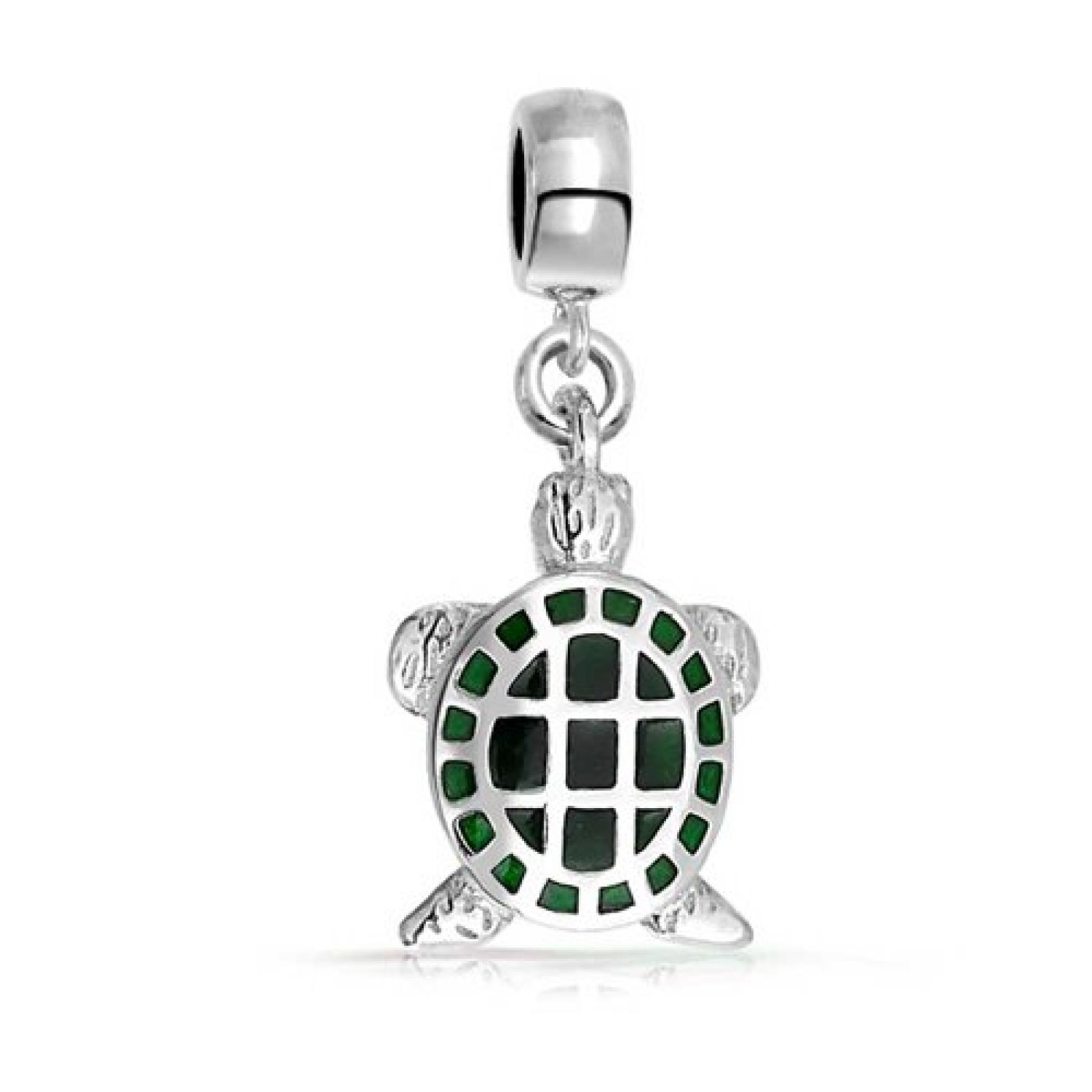 Bling Jewelry 925er Silber Gr&uuml;ne Schildkr&ouml;te Dangle Charm Bead Fits Pandora 
