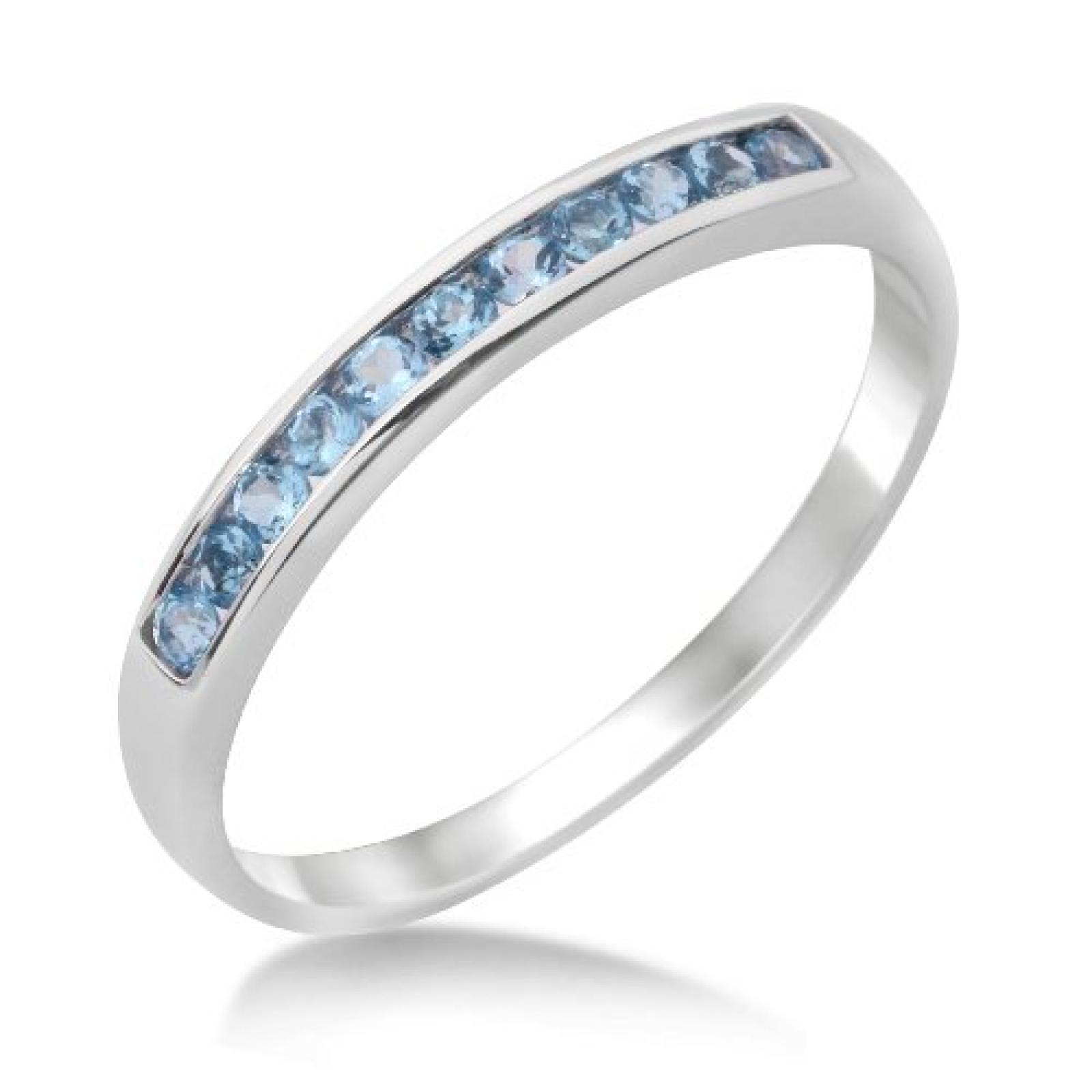 Miore Damen-Ring Memoire 375 Weißgold mit blauen Topas MT024BTR Miore Damen-Ring Memoire 375 Weißgold mit blauen Topas MT024BTR