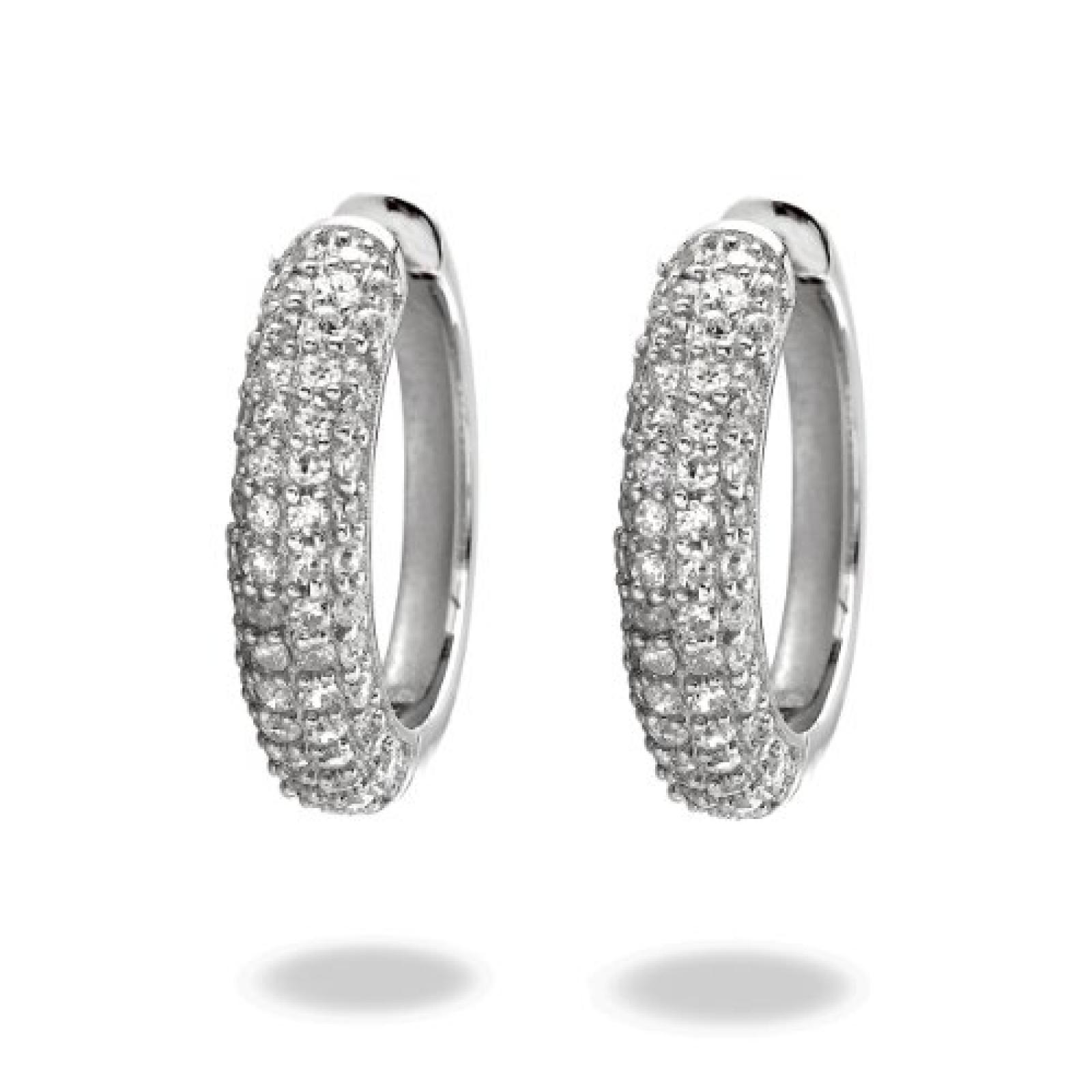 Rafaela Donata Damen-Creolen Classic Collection 925 Sterling Silber Zirkonia wei&szlig;  60800274 