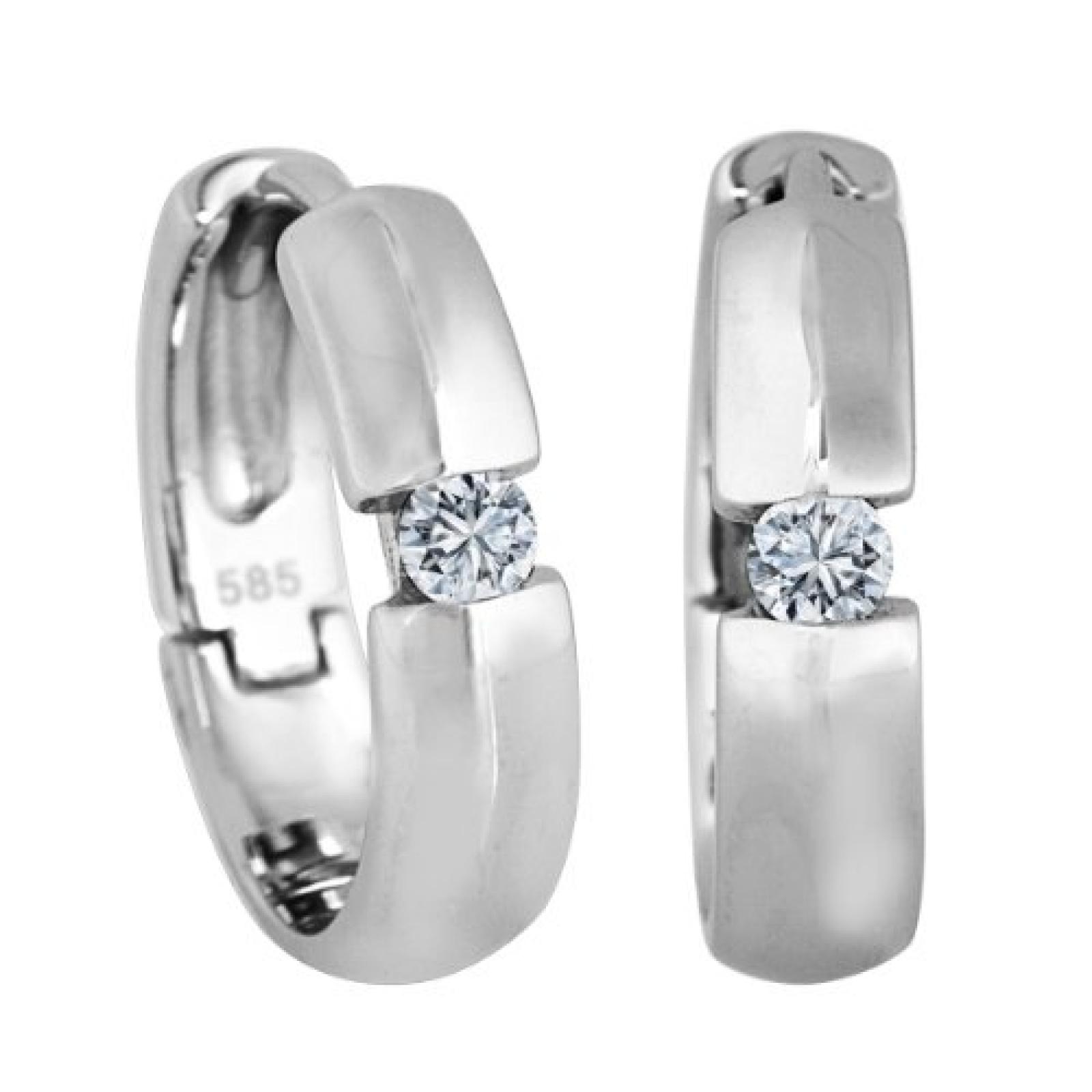Bella Donna Damen- Creolen 585 Weißgold 2 Brillanten 0.10 ct. Weiss Lupenrein 919792 Bella Donna Damen- Creolen 585 Weißgold 2 Brillanten 0.10 ct. Weiss Lupenrein 919792