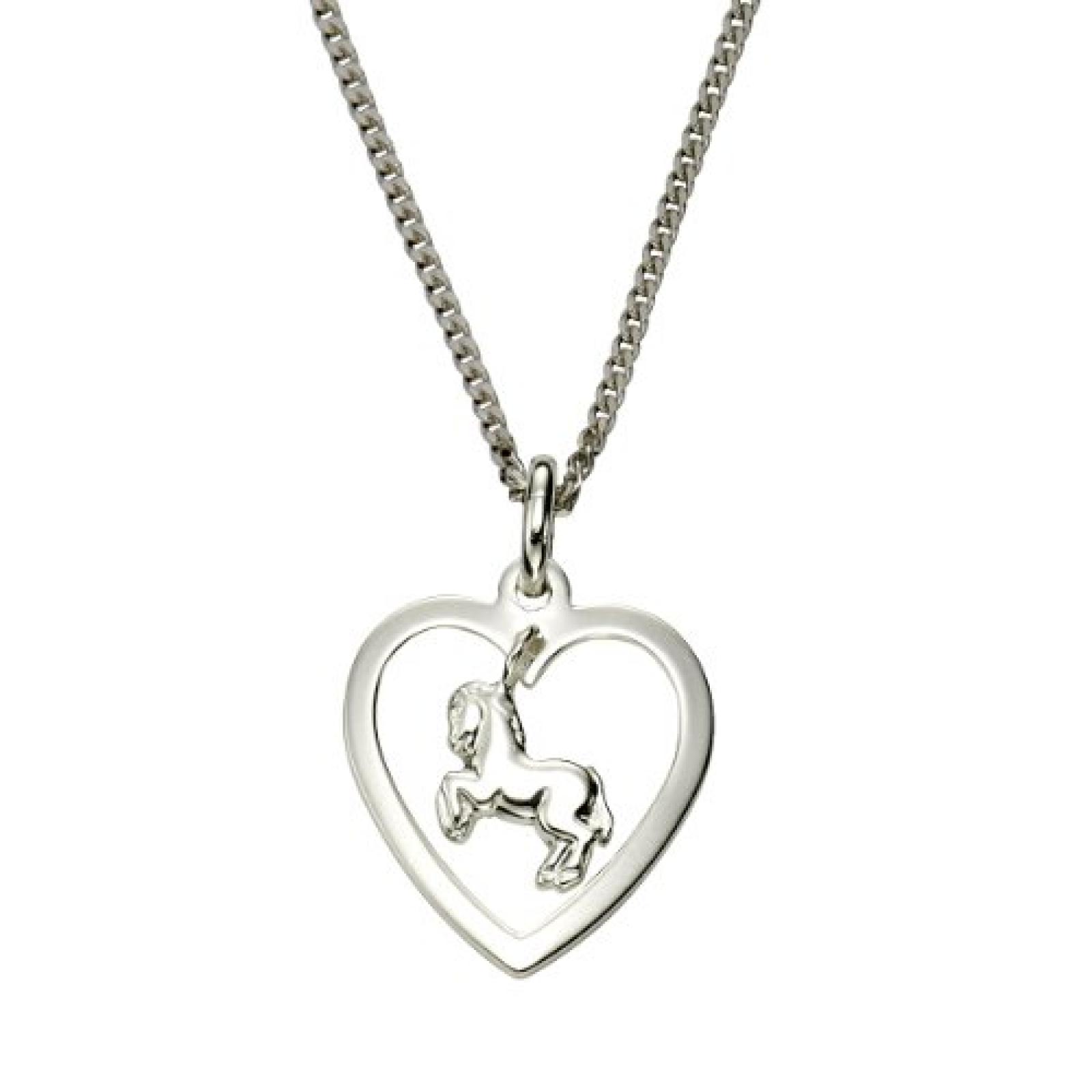 ZEEme Basic Silver - Anhänger mit Kette 935/- Sterling Silber Herz mit Pferd 45cm 500243349-45 ZEEme Basic Silver - Anhänger mit Kette 935/- Sterling Silber Herz mit Pferd 45cm 500243349-45