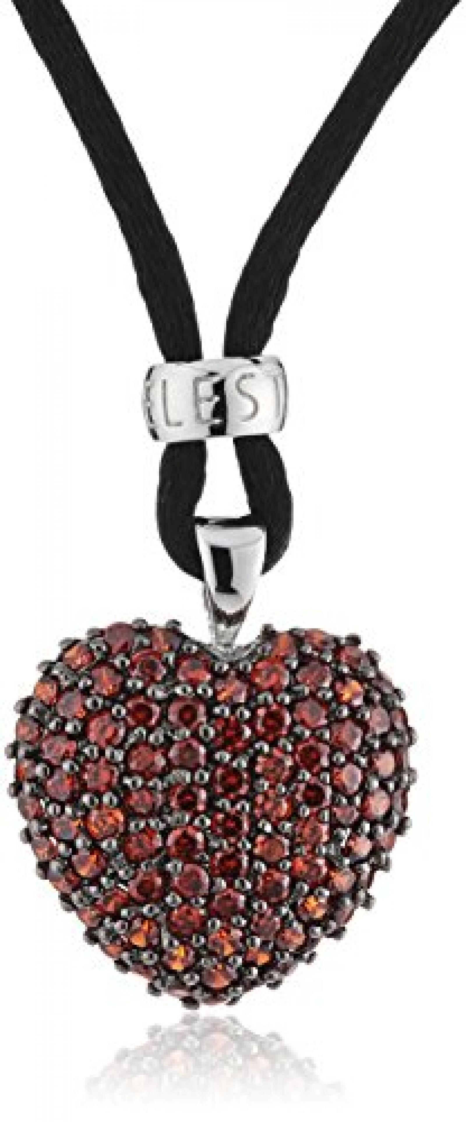 Celesta Damen-Anh&auml;nger mit Textilband 42+3cm 925 Sterling Silber Zirkonia rot 360250173 