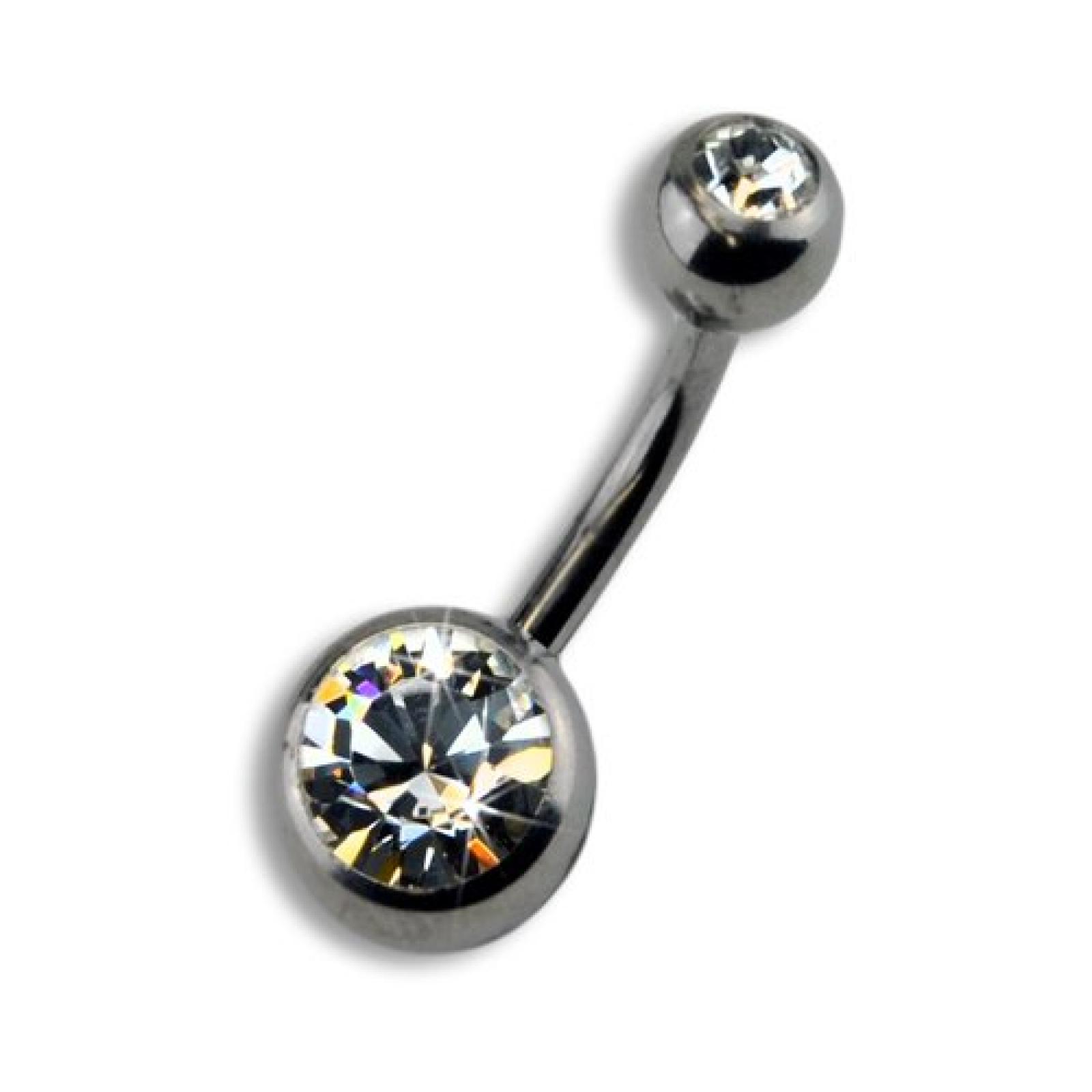 Zeeme Unisex-Piercing 10mm Und Zwei Weiße Kristalle 159000075-10mm 