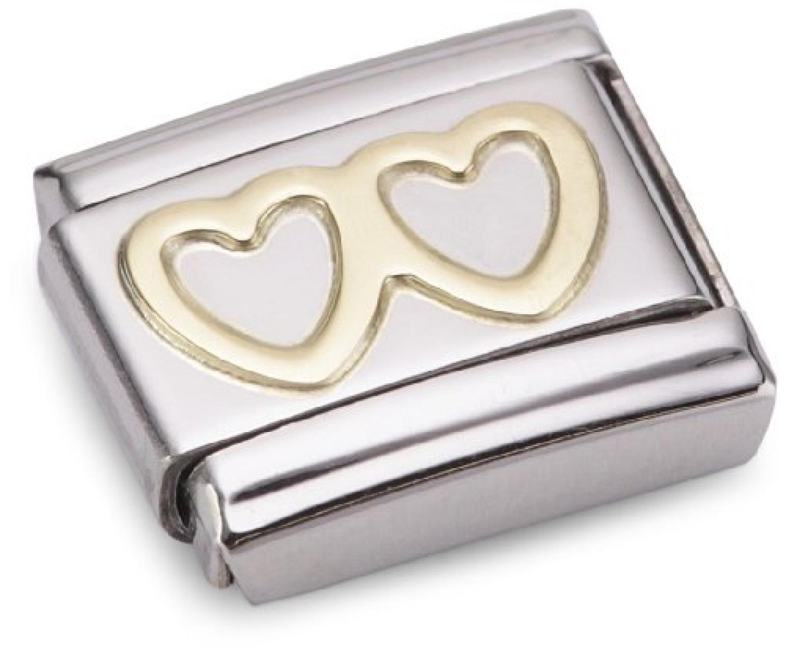 Nomination Composable Classic LOVE Edelstahl und 18K-Gold (Doppeltes Herz) 030116 
