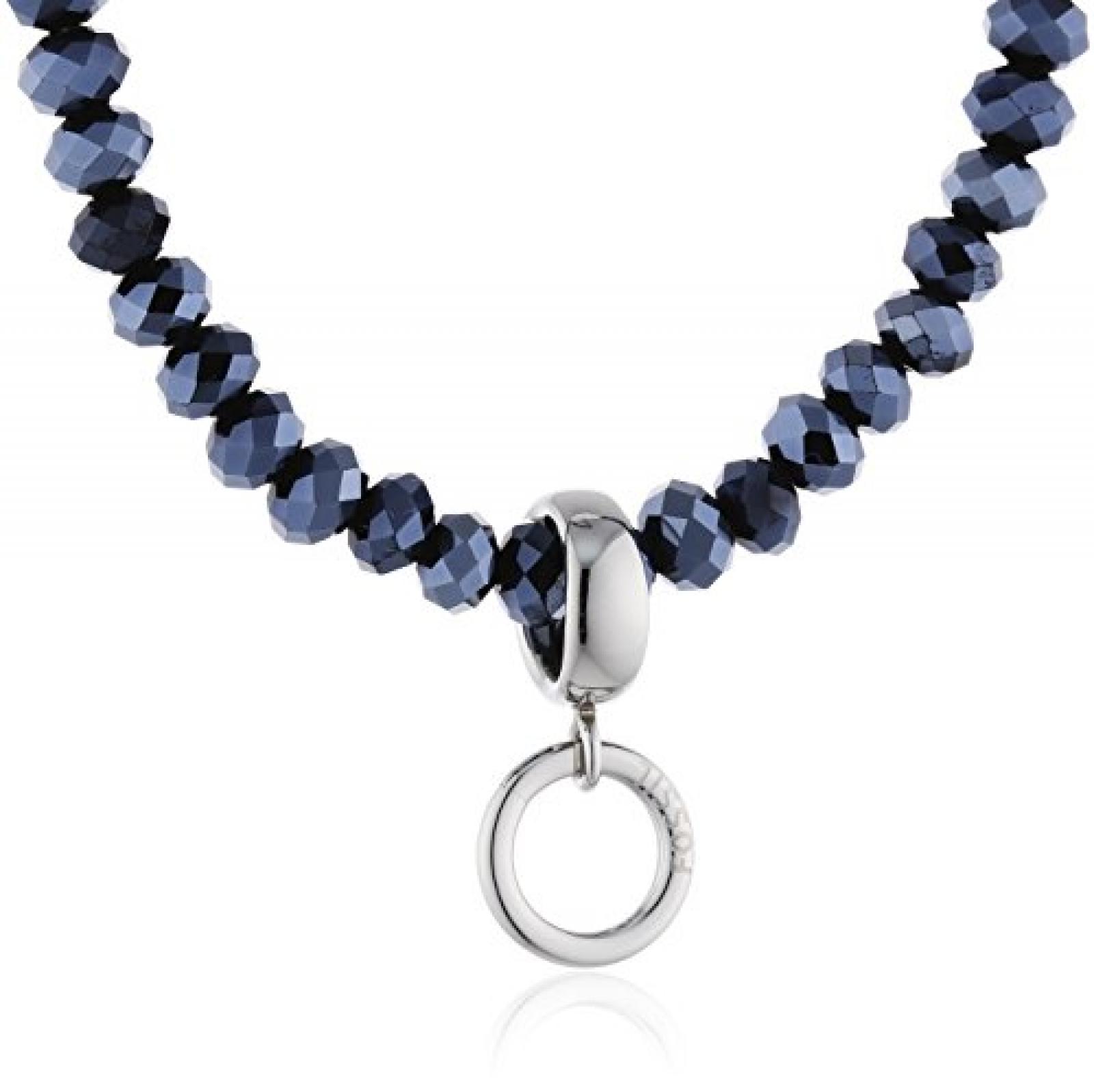 Fossil Damen-Charm Collier Glas schwarz facettiert 90 cm JF86945040 