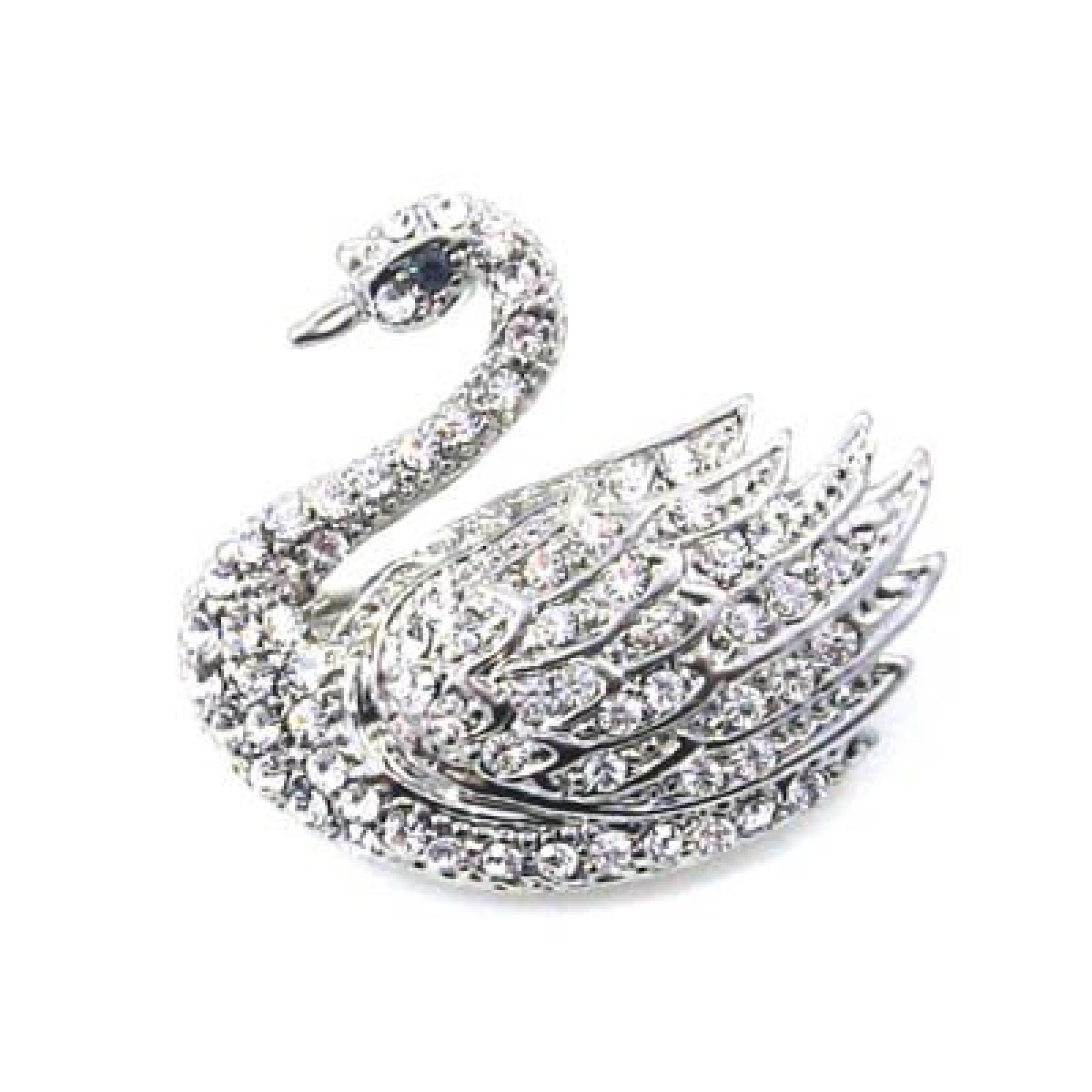 Brooches Store Brosche Motiv Schwan klein Swarovski-Kristall 