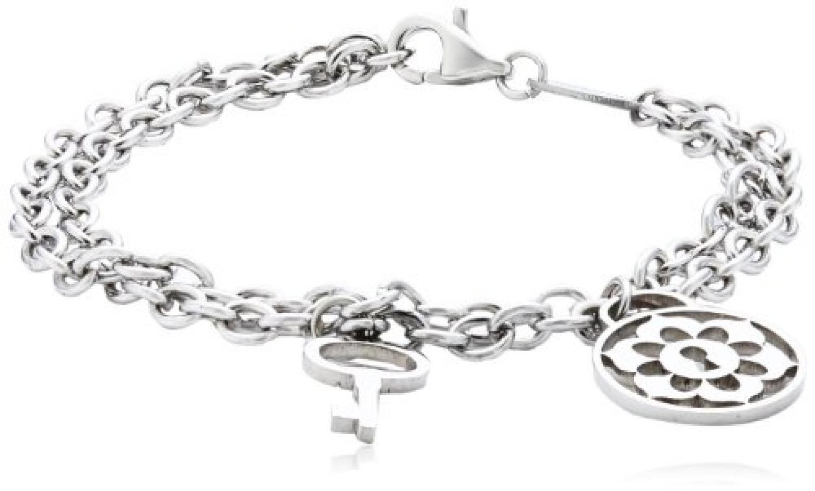 Nomination Damen-Armband Secrets Stahl mit 2 Anh&auml;ngern (Schl&uuml;ssel H&auml;ngeschloss) 024715/004 