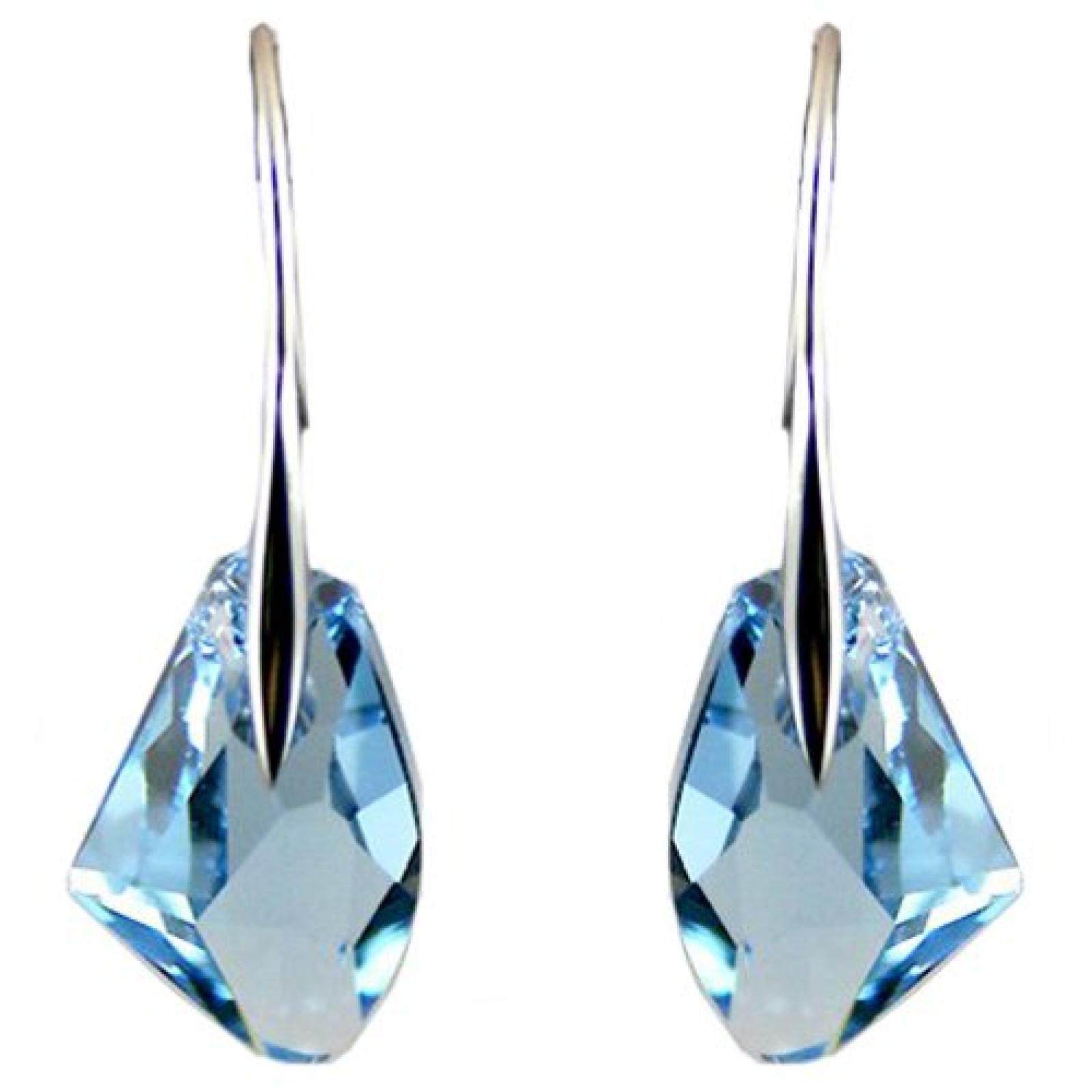 Aquamarine Blue Crystal 925 Sterling Silber Ohrringe (Machen Mit Swarovski Element) 