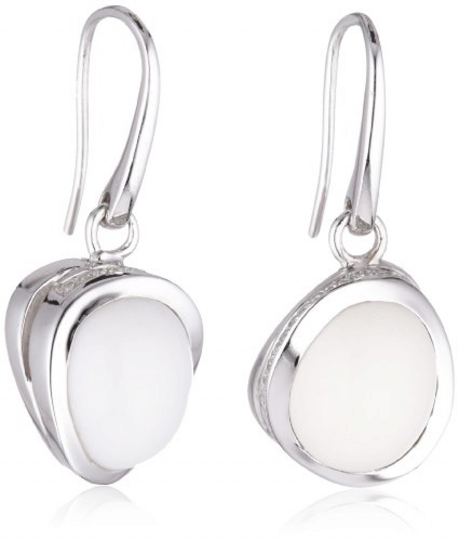 Viventy Damen-Ohrhänger 925 Sterling Silber mit 1 Zirkonia in weiss und 1 Achat in weiss 763424 