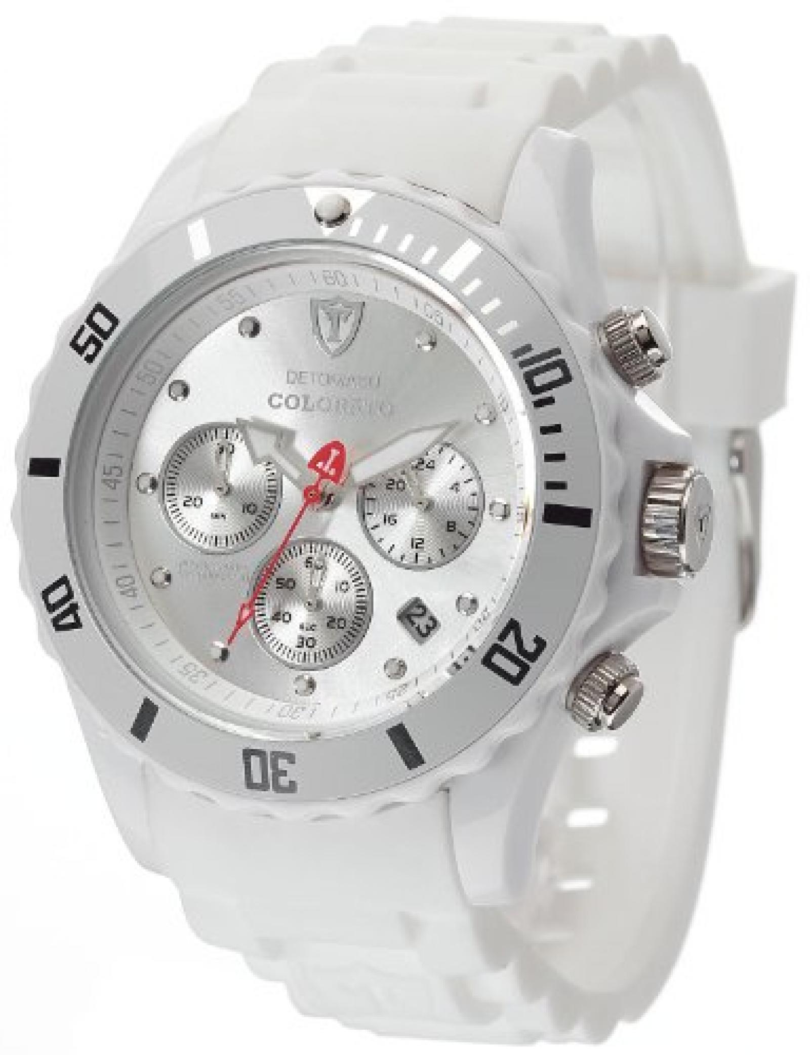 Detomaso Unisex-Armbanduhr COLORATO CHRONO White/White Chronograph Quarz Silikon DT2019-E Detomaso Unisex-Armbanduhr COLORATO CHRONO White/White Chronograph Quarz Silikon DT2019-E