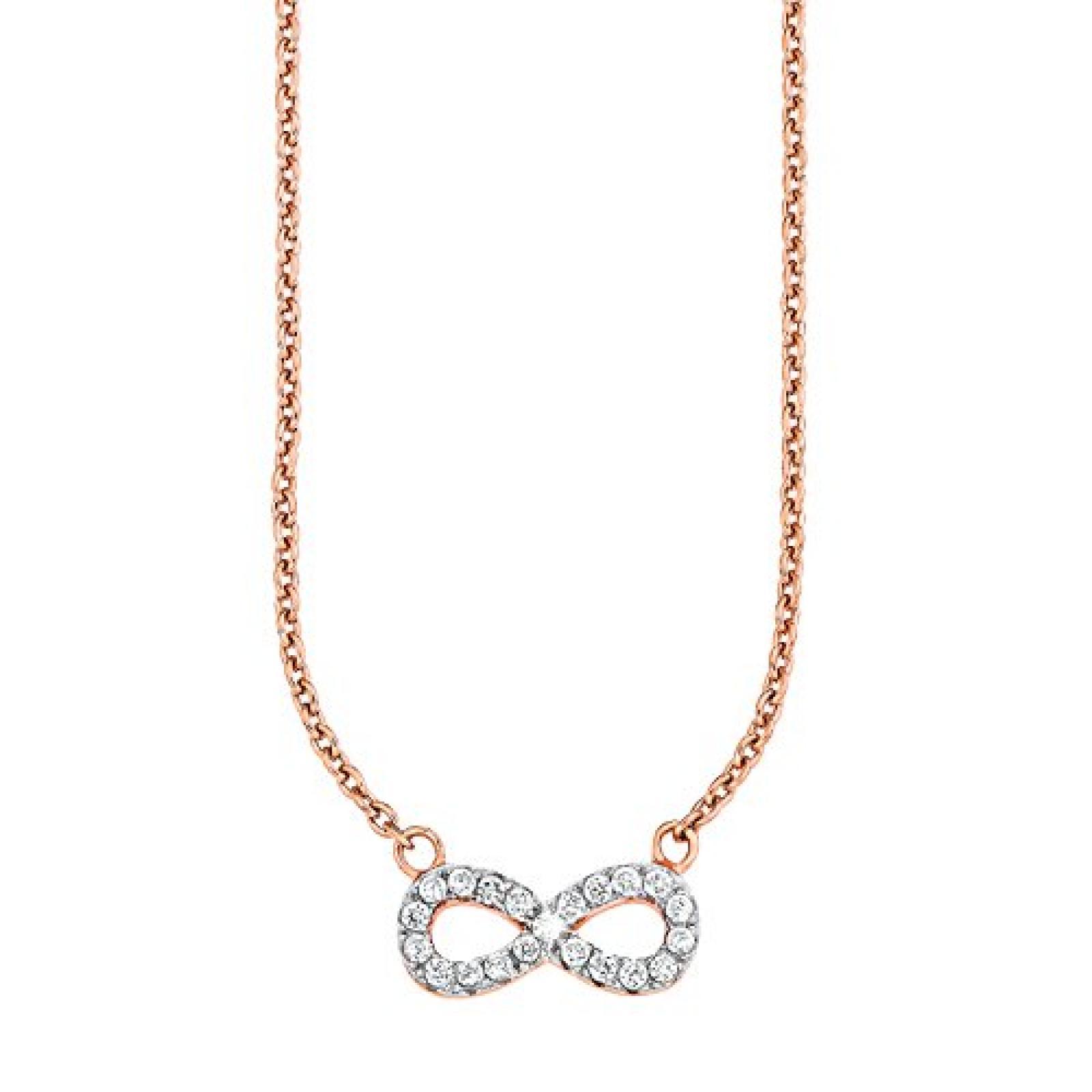 s.Oliver Jewel Damen-Kette mit Anh&auml;nger Silber vergoldet Zirkonia wei&szlig; 45 cm - 508025 