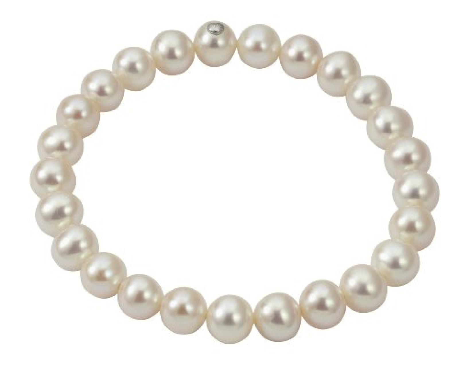 Adriana Damen-Armband S&uuml;&szlig;wasser Zuchtperlen elastisch 925 Sterling Silber SWZP wei&szlig; Premium PR5-7 