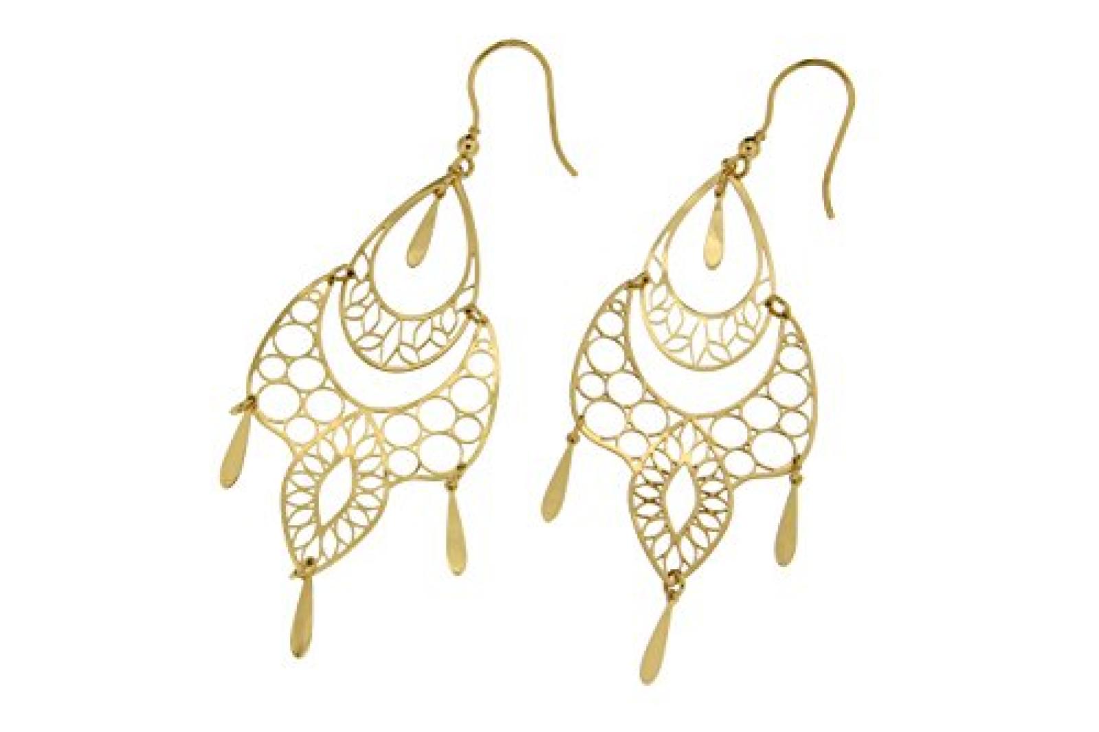 Kettenworld Damen-Ohrh&auml;nger Silber vergoldet 321992 