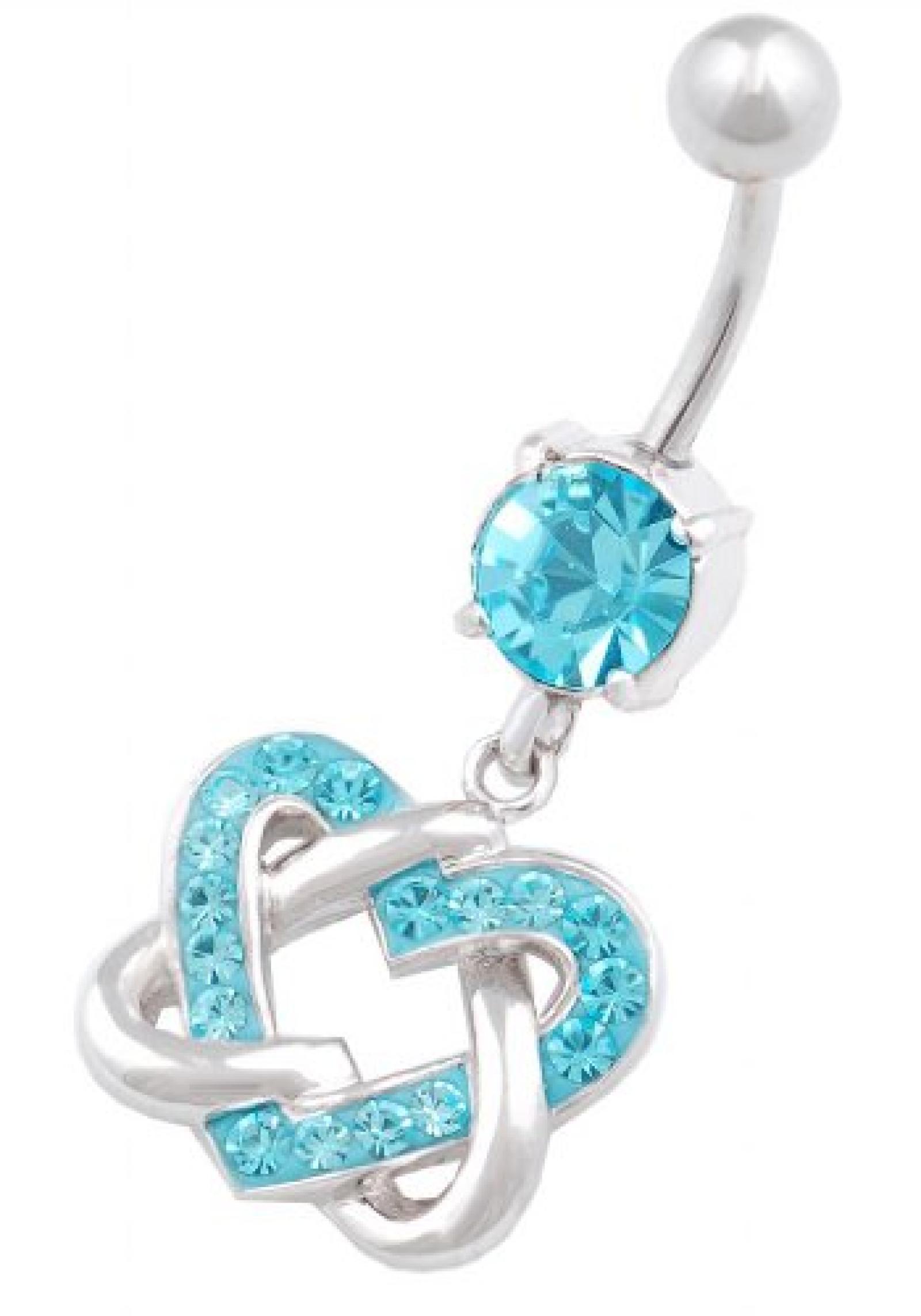 Nabel bauchnabel piercing stecker Chirurgenstahl mit Swarovski Kristalle Herz anh&auml;nger GAAL 