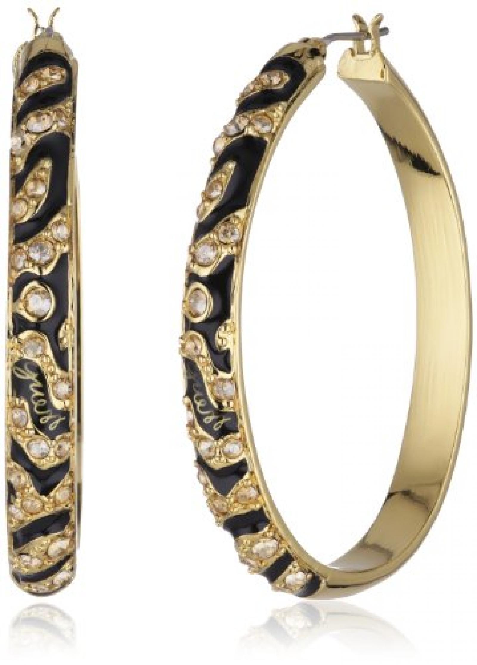 Guess Damen-Ohrringe Edelstahl vergoldet Emaille schwarz Kristalle UBE71202 Guess Damen-Ohrringe Edelstahl vergoldet Emaille schwarz Kristalle UBE71202