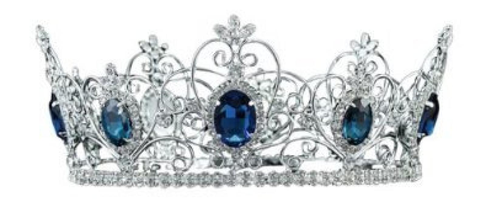 Silber Festzug Blau Saphir Männer or Dame Theater Mittelalterlich König Königin Krone (19cm x 9cm) mit PreciousBags Schutz-Staubbeutel 