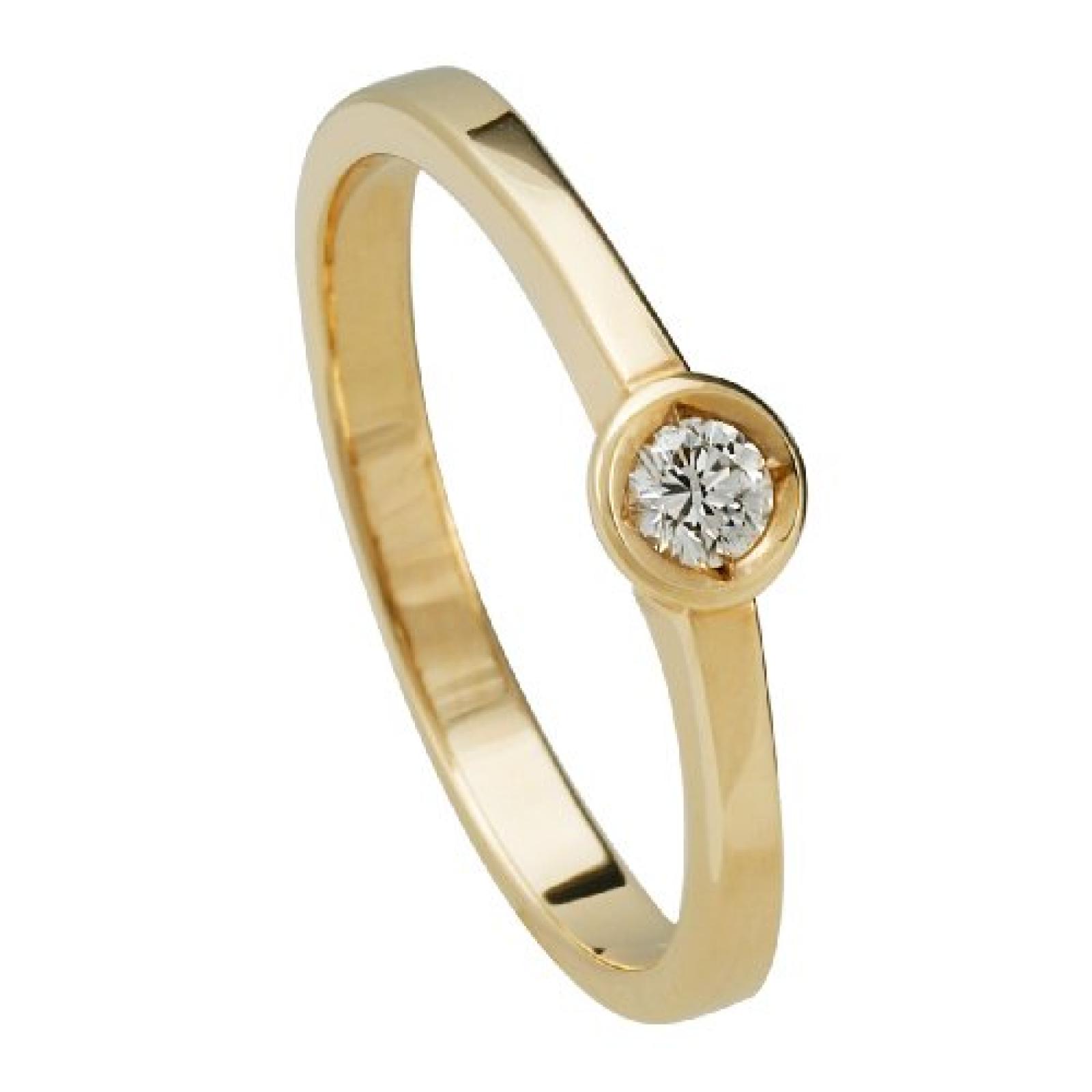 Bella Donna Damenring 585/000 Gelbgold 1 Brillant 0,10ct. Wei&szlig; Lupenrein 