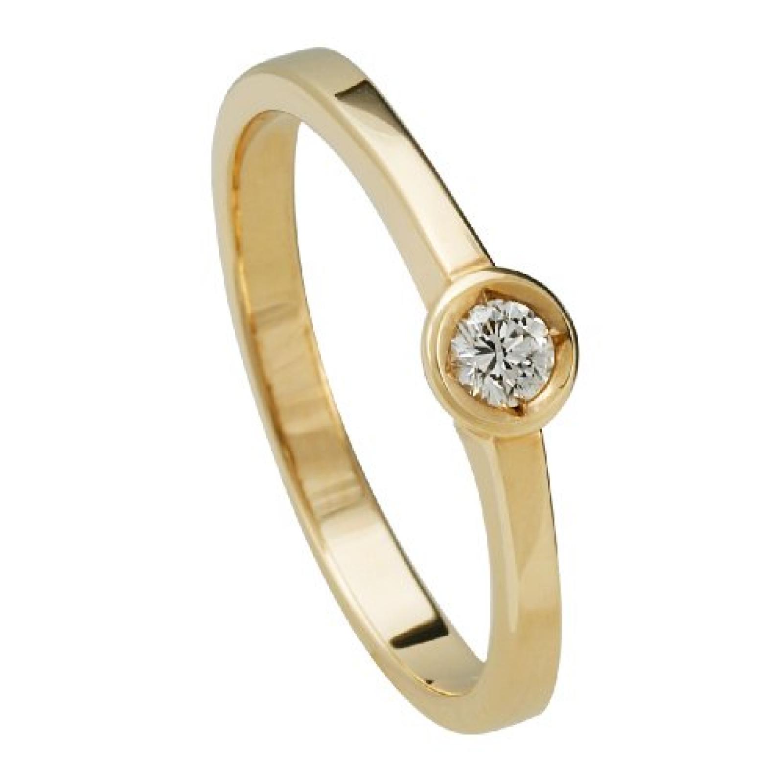 Bella Donna Damenring 585/000 Gelbgold 1 Brillant 0,10ct. Weiß Lupenrein 