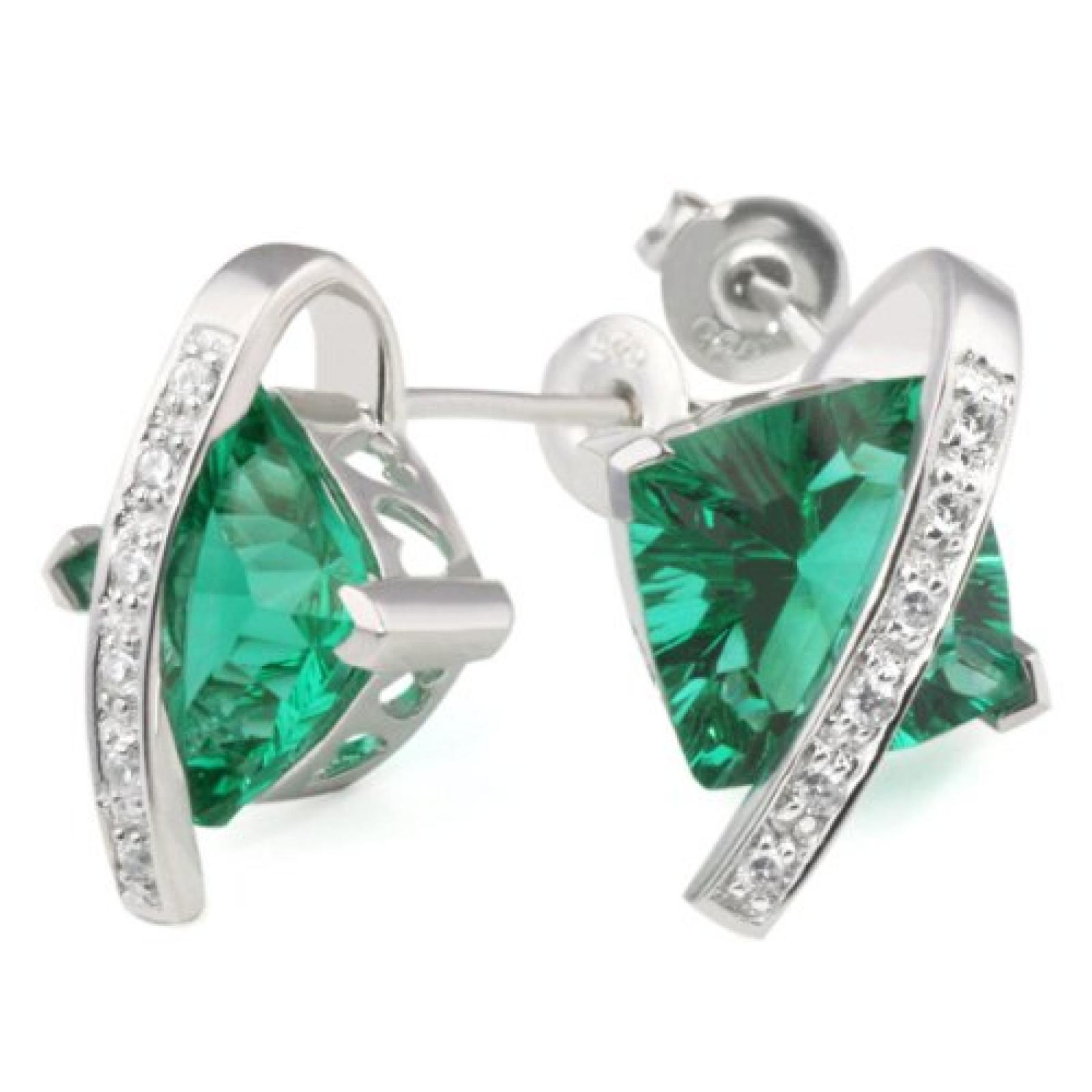 Goldmaid Damen-Ohrstecker smaragdgr&uuml;n 925 Sterlingsilber Zirkonia wei&szlig; Fa O25605S 