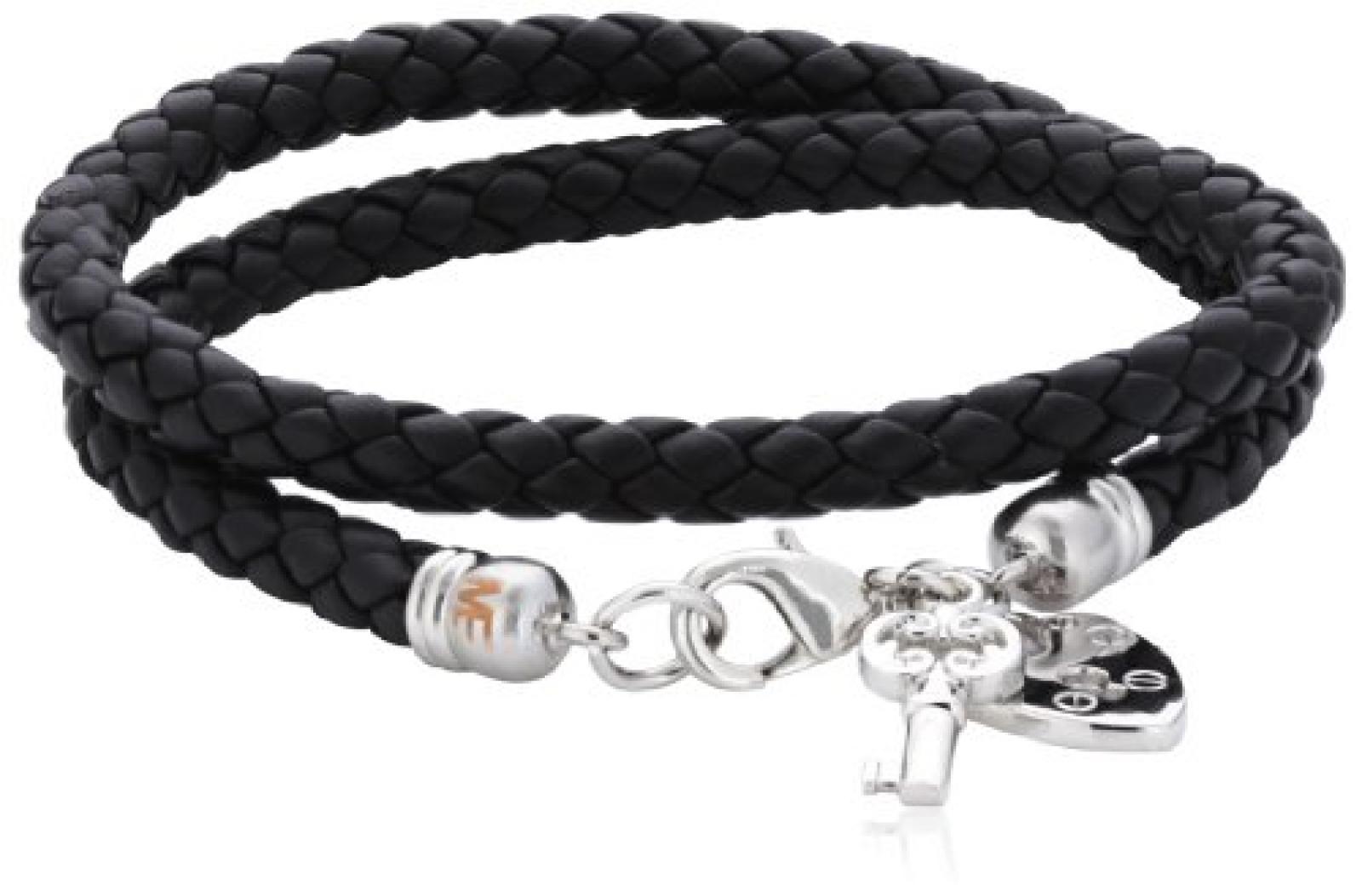 Mike Ellis Damen-Armreif Leder Versilbertes Metall MF-11-09 BL Mike Ellis Damen-Armreif Leder Versilbertes Metall MF-11-09 BL