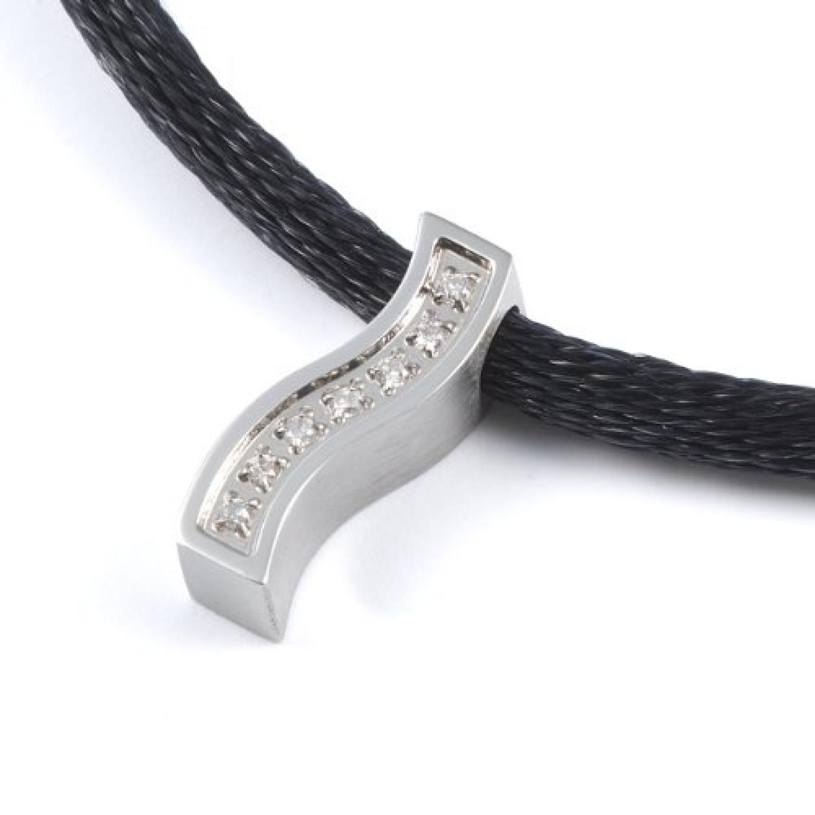 Monomania Damen-Halskette Welle Edelstahl 7 Diamanten 0,035 ct wei&szlig; 50455 