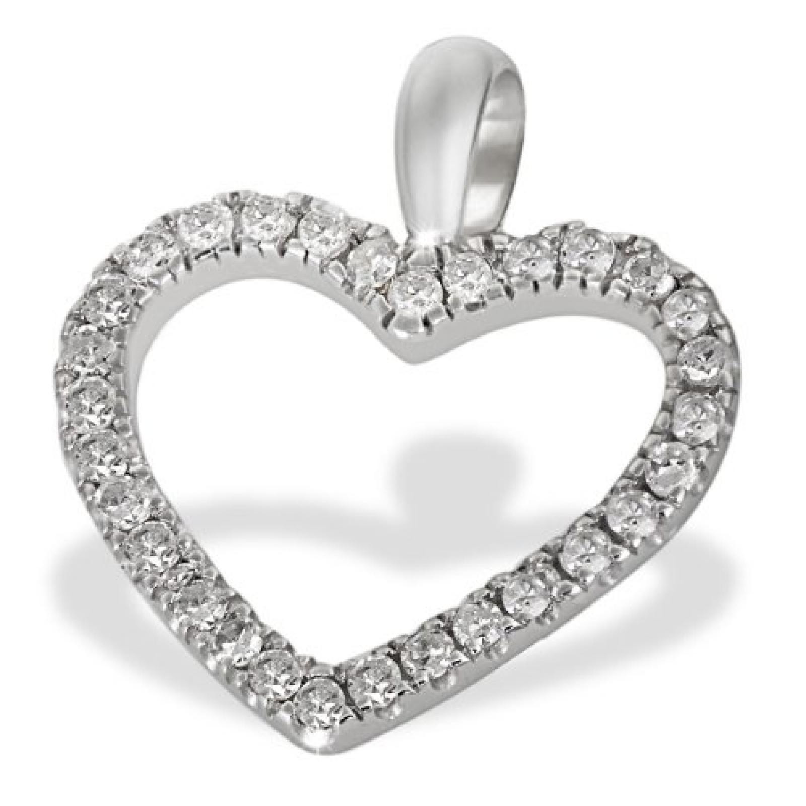 Goldmaid Damen-Anh&auml;nger Herz 585 Wei&szlig;gold 30 Diamanten 0,16 ct. He A5568WG 