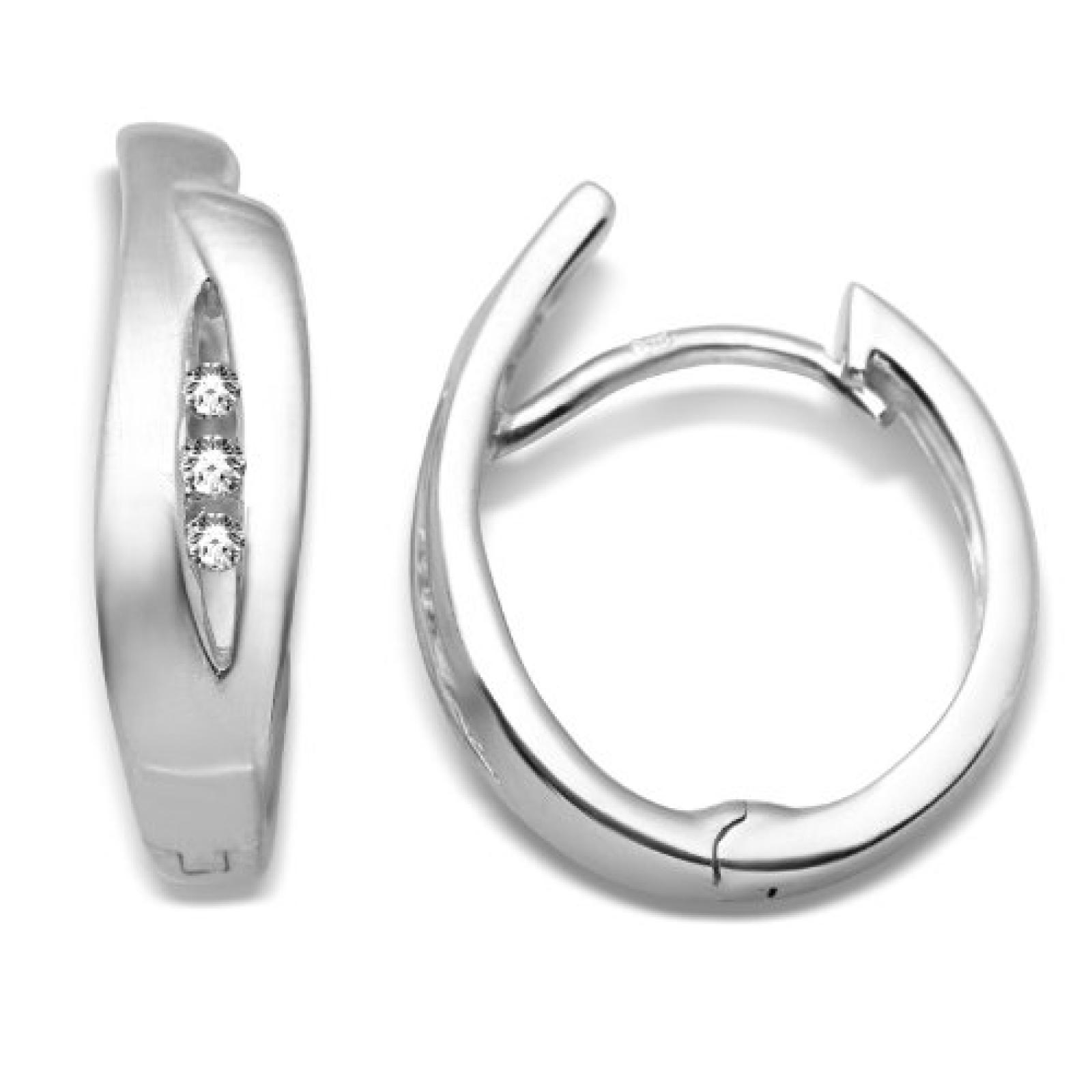 Miore Damen-Creolen 925 Sterling Silber 6 Zirkonia farblos 17 mm MSM136E Miore Damen-Creolen 925 Sterling Silber 6 Zirkonia farblos 17 mm MSM136E