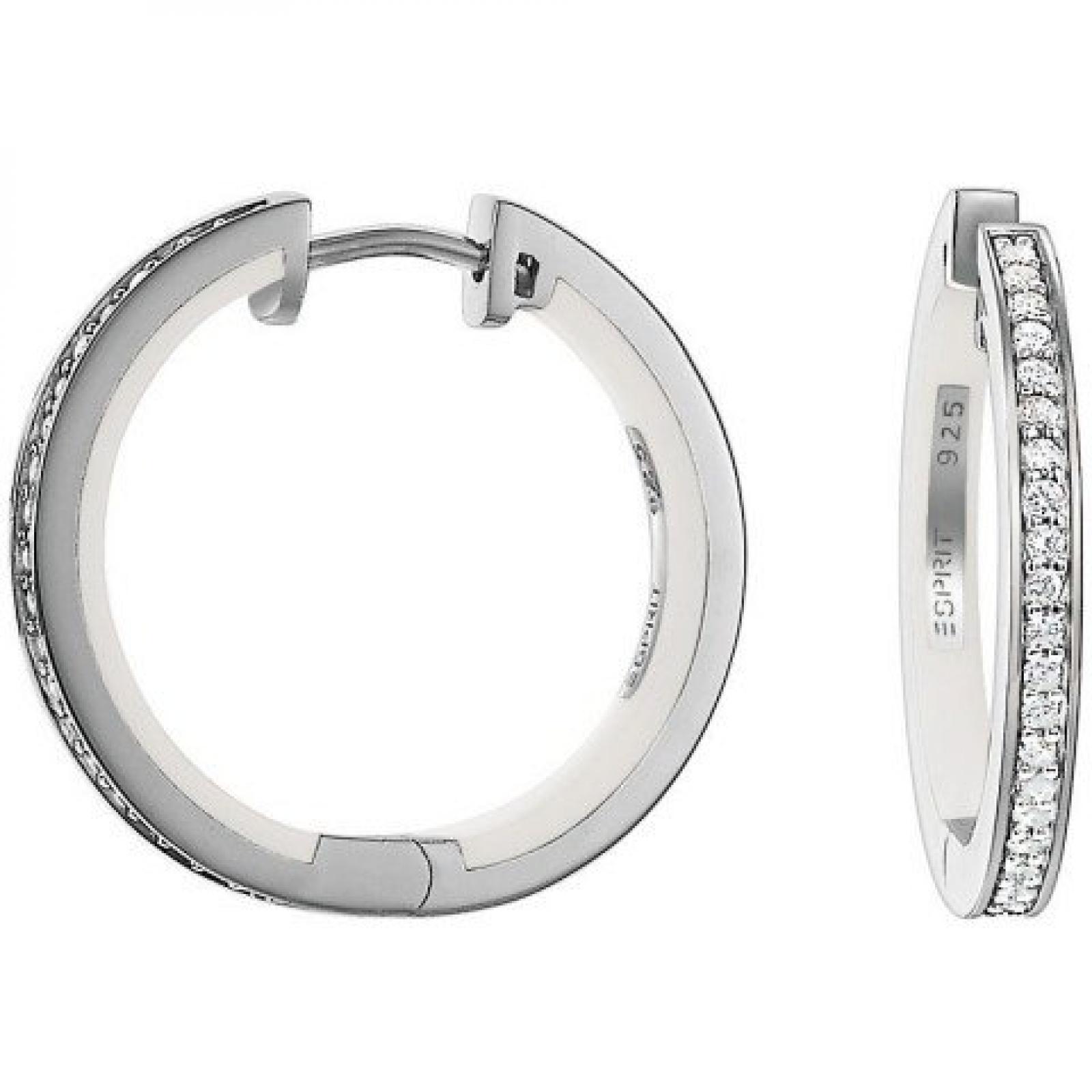 Esprit Damen-Creolen 925 Sterling Silber rhodiniert Kristall Zirkonia Marin Silver Glam White weiß ESCO90775B000 Esprit Damen-Creolen 925 Sterling Silber rhodiniert Kristall Zirkonia Marin Silver Glam White weiß ESCO90775B000