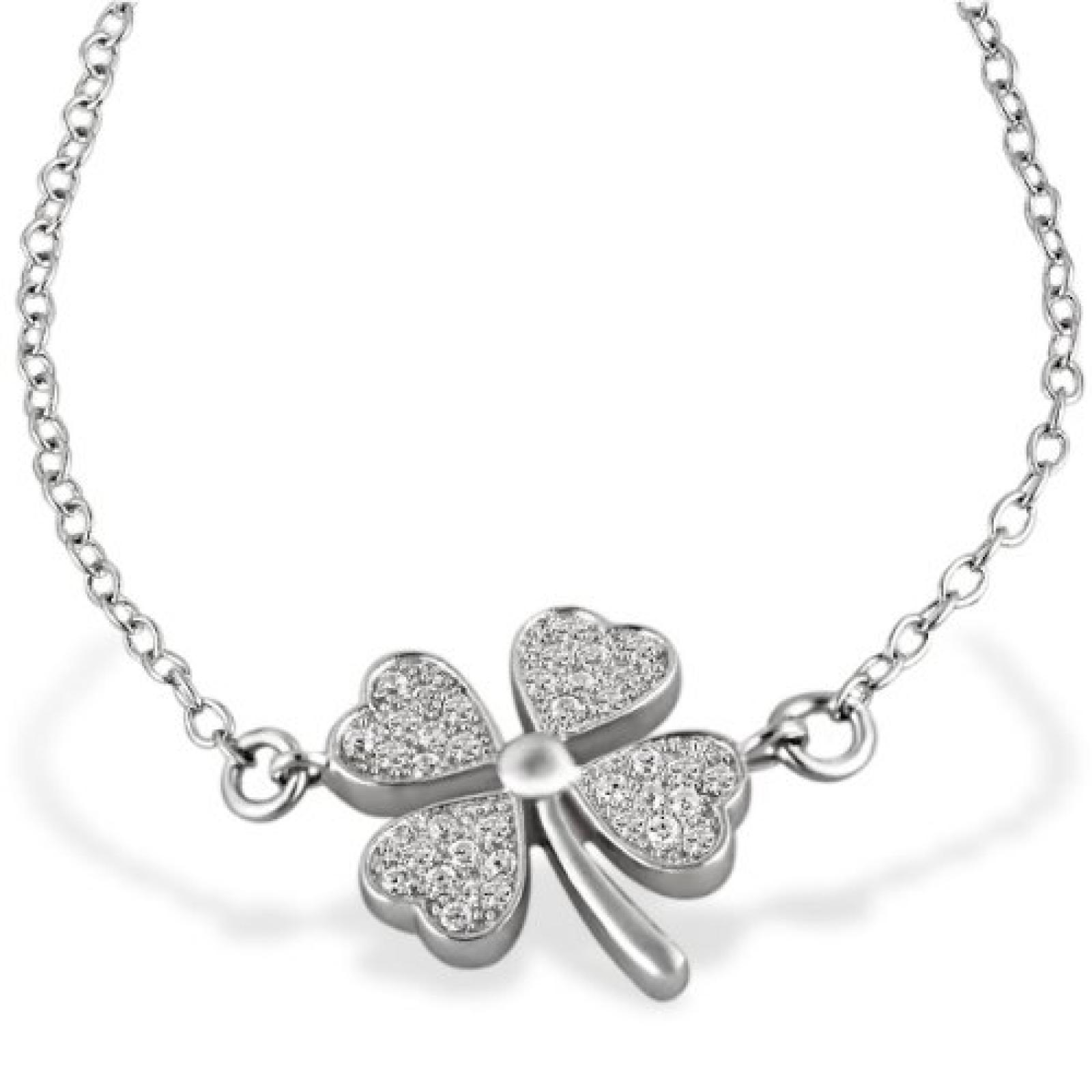 Goldmaid Damen-Armband Kleeblatt 925 Silber37 weiße Zirkonia 19,5 cm Fo A5902S 