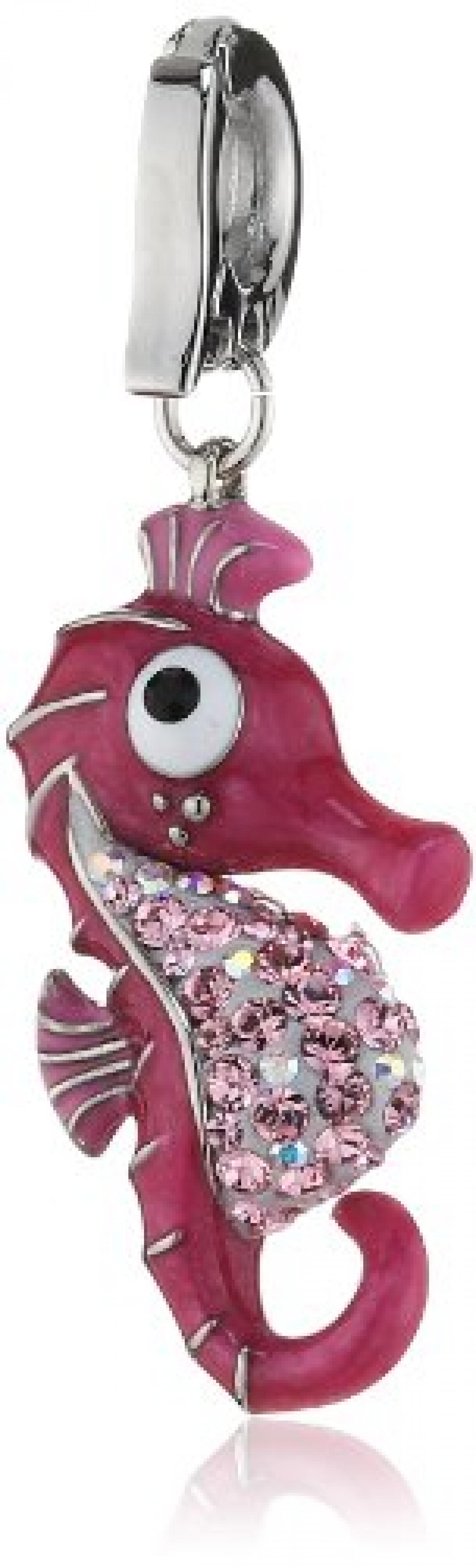 Swarovski Damen-Charm Palladium Seahorse Epoxy Light Rose und Aurora Boreale Pointiage Kristall 4.06 x 1.34 cm 1185934 